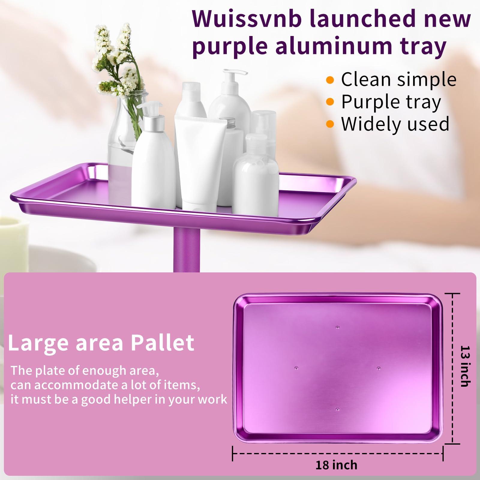 Wuissvnb wuissvnb Salon Tray, Salon Tray on Wheels, Premium Aluminum Salon Tray, Hair Stylist Tray, Tattoo Tray, Height Adjustable Salon Service Tray(Purple)