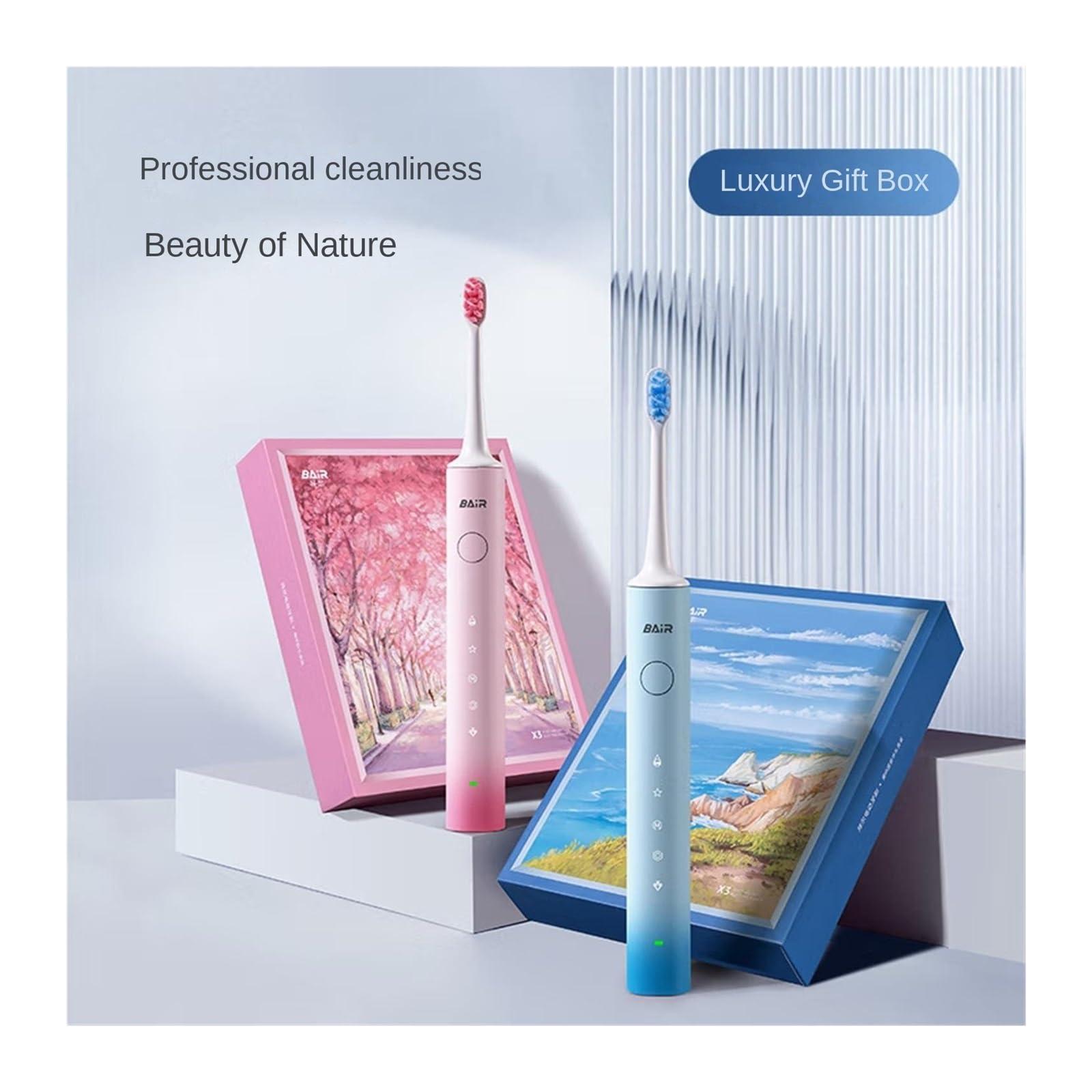 ooazbhy BAIR X3/X304 Electric Toothbrush Adult Sonic Shock Rechargeable Deep Clean Soft Hair Automatic Toothbrush for Men and Women (32-33, 3435, 36-37, 38-39, 40-41, 42-43, 44-45, 46-47 : X304 Ocean