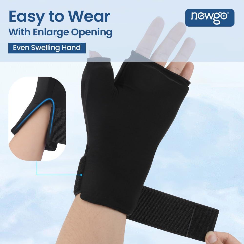 NEWGO NEWGO Wrist Ice Pack, Gel Hand Ice Glove, Ice Wrap for Thumb, Hot Cold Therapy, Adjustable Strap for Pain Relief of Carpal Tunnel, Arthritis (Black-2)