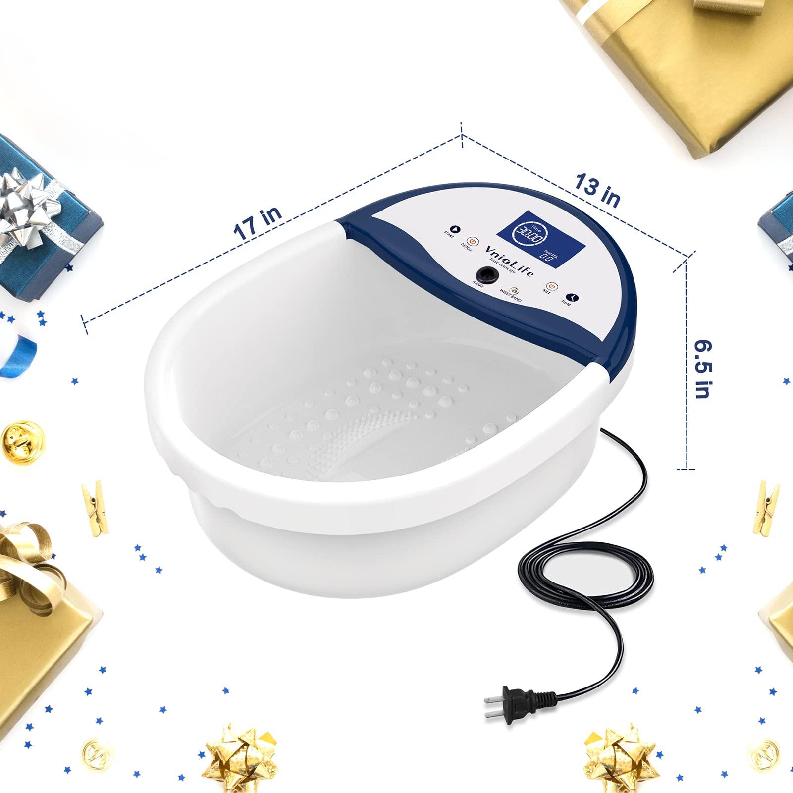 VnioLife VnioLife Ionic Foot Bath Detox Machine, LED Display Foot Detox Spa with Heated Belt, Wrist Strap, Arrays, Liners (Portable Handbag)