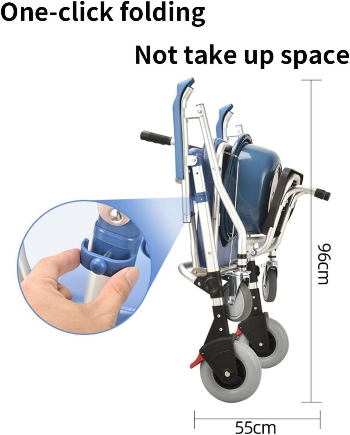 DaoGeSir Rolling Shower Chair with Wheels, Waterproof Wheelchair, Rolling Commode Chair Bedside Commode with Padded Arms, Back and Seat Shower Bath Aid Chair for Elder, Disabled People