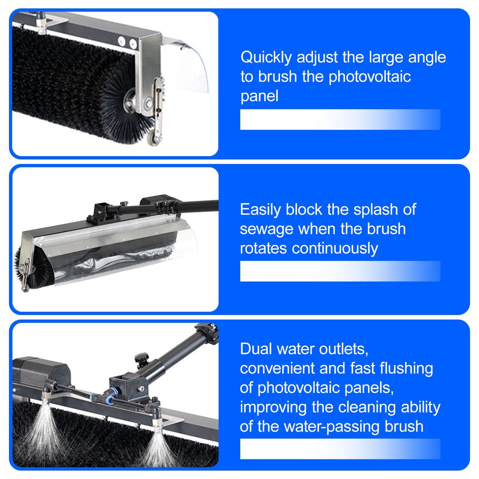 agreilduite agreilduite Solar Panel Electric Cleaning Tool/House Water Fed Pole Kit/Photovoltaic Panel Electric Cleaning Brush,360 Automatic rotation brush head+3.5/5.5/7.5M Extension Pole,5.5m/18ft