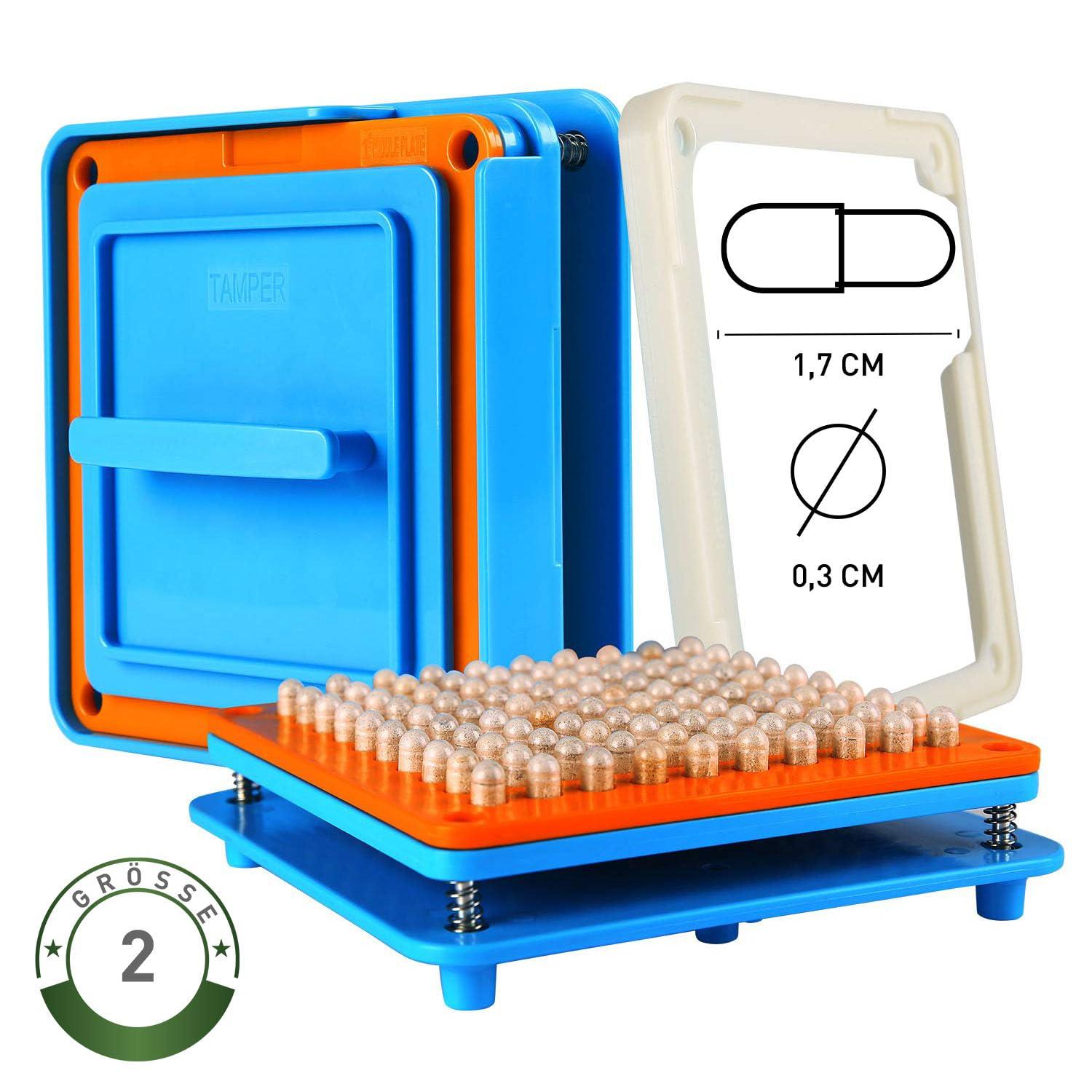 foodfrog Capsule Filler Size 2 Space for 100 Capsules Includes Instructions in German + Video Capsule Filler Machine Empty Capsules to Fill Yourself Manual (Size 2)