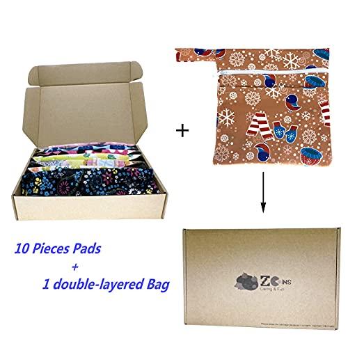 ZCOINS ZCOINS 10PCS Reusable Sanitary Towels Women Hygiene Sanitary Pads for Day and Medium Flow, Washable Bamboo Cloth (26 x 18cm)