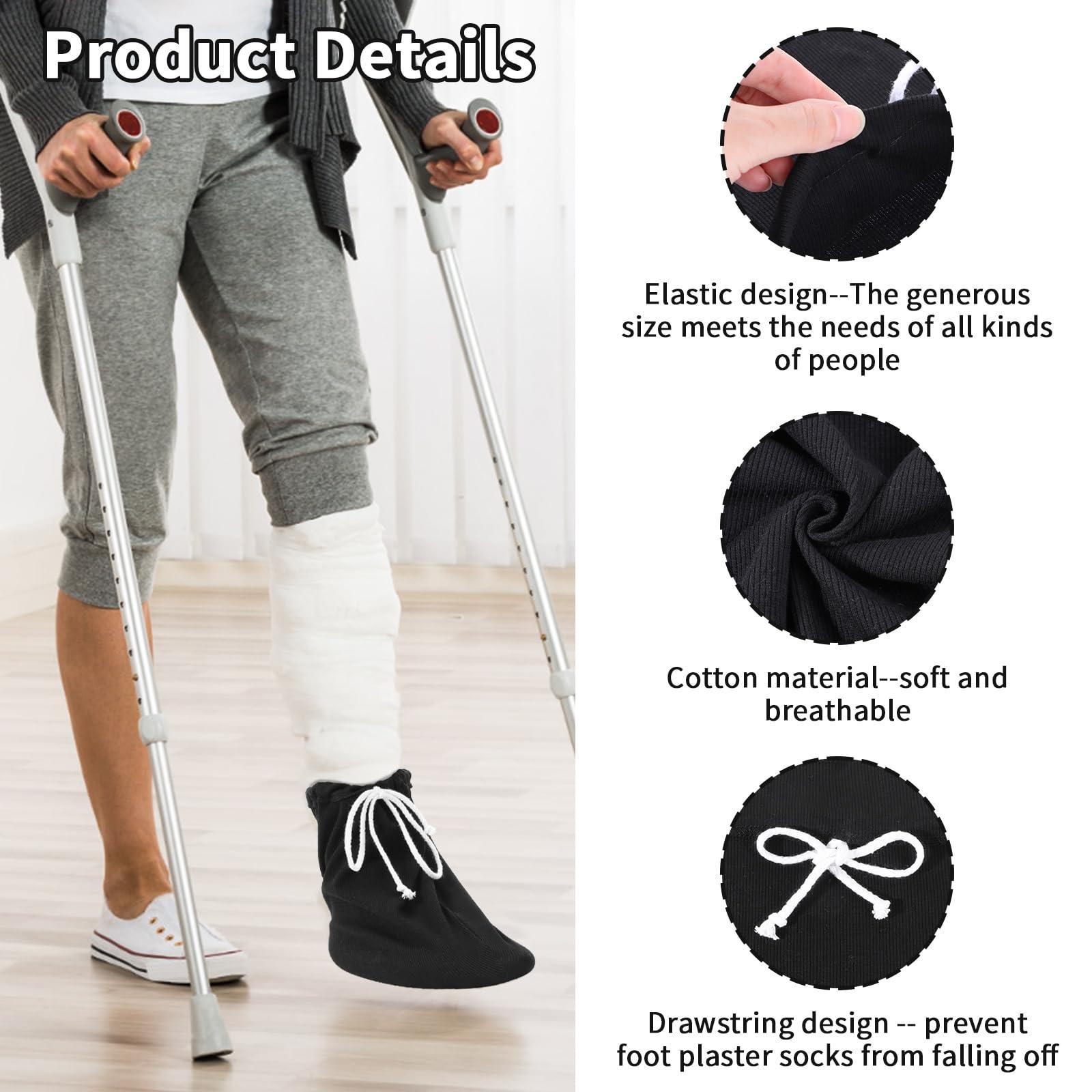 Prasacco Prasacco Cast Sock Cover for Foot, Cast Toe Cover Socks Leg Cast Cover Below the Knee Adjustable Drawstring Cast Protector Washable Cast Sleeve for Men Women Foot Leg Ankle Proof, Black