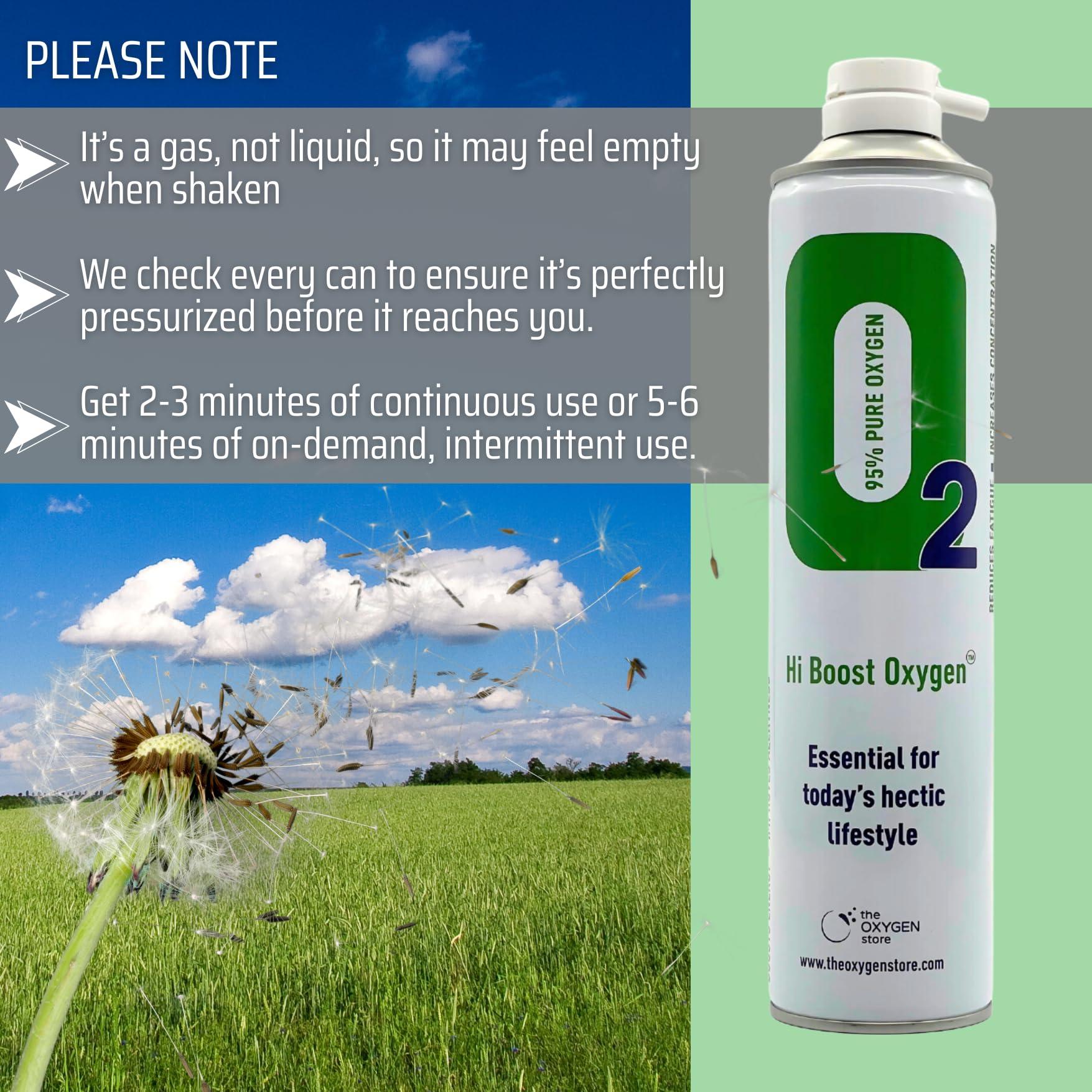 The Oxygen Store Hi Boost O2 Oxygen in a can 30L (3 Cans) Portable Including 1 x Mask and Tubing Set - Great for Sport, Work, Health, Party, Healthy Looking Skin - Increased Concentration and Energy - Made in The UK