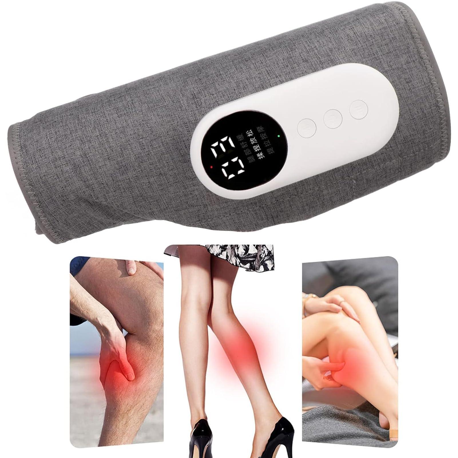 Dremdo Dremdo Leg Massager with Heat and Compression, Rechargeable Leg Massager, 3 Gears Heats/Intensity/Mode, Rechargeable, Adjustable Velcro, Relieve Pain,Gray,One Pair