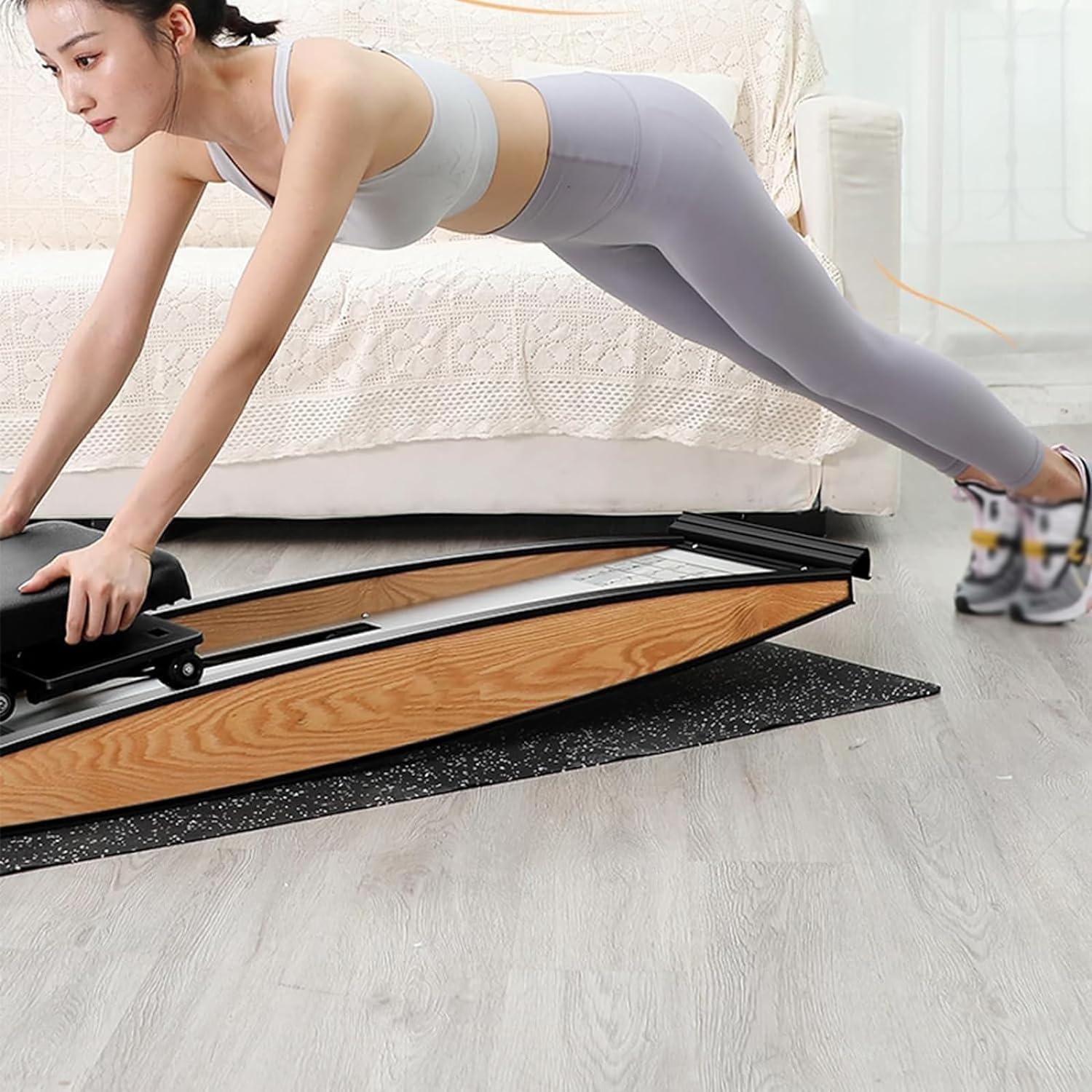 HDCCDM HDCCDM Ski Fitness Machine, Home Fitness Balance Board with Cane, Freely Adjustable Resistance 0-100KG, Strength and Balance Training Tool Set, Suitable for Waist, Abdomen and Legs