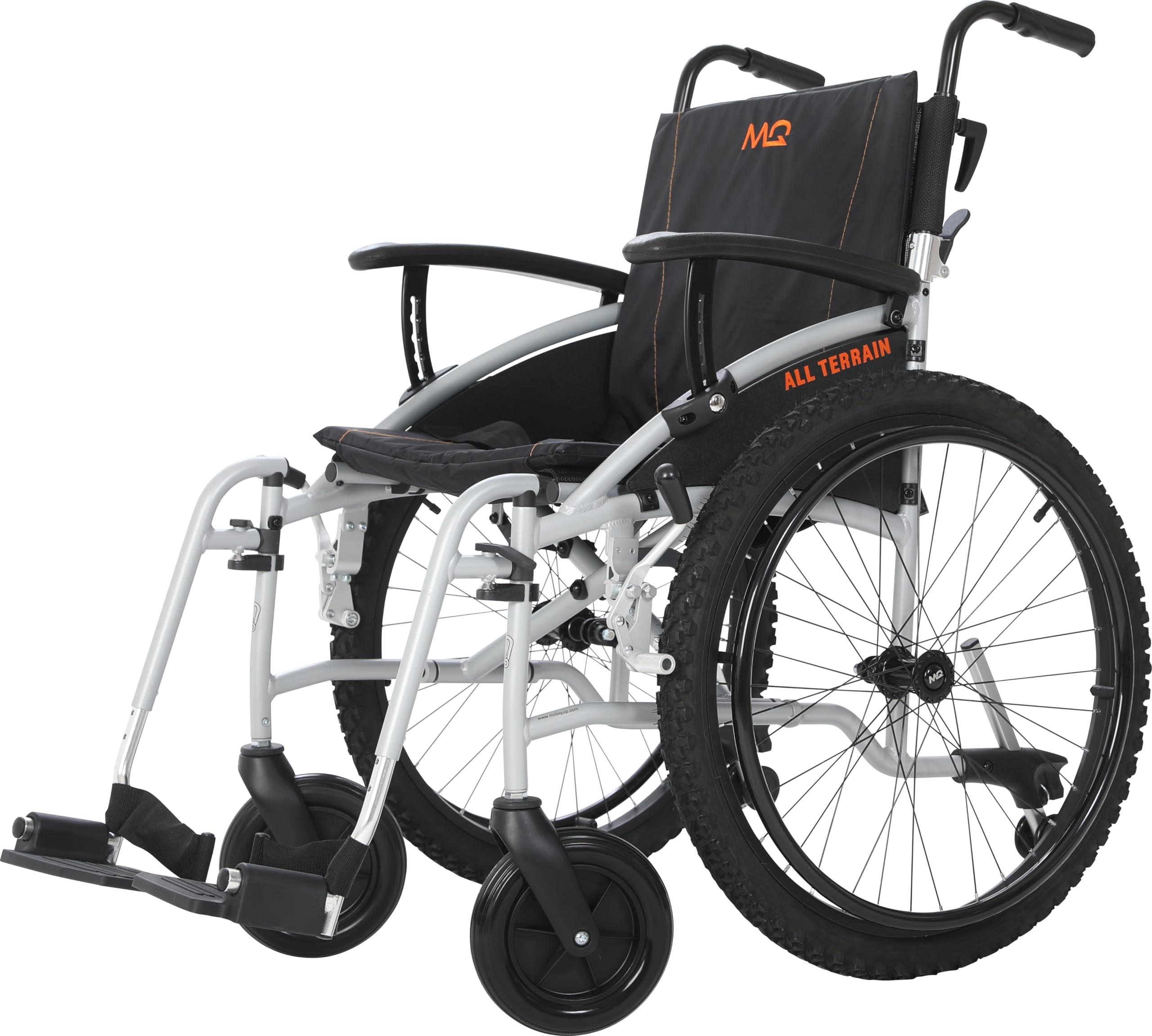 MobiQuip MobiQuip All Terrain, Lightweight, Folding, Manual Self Propelled Aluminium Wheelchair, Quick Release Wheels, Silver Frame, 18 inch Seat.