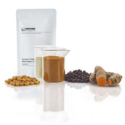 Ov OXFORD VITALITY Turmeric 2,500mg & Black Pepper 630mg Tablets | High Strength | 95% Curcuminoids | 10mg Piperine | for Inflammation Digestive Health & Joint Support |UK Made |Oxford Vitality