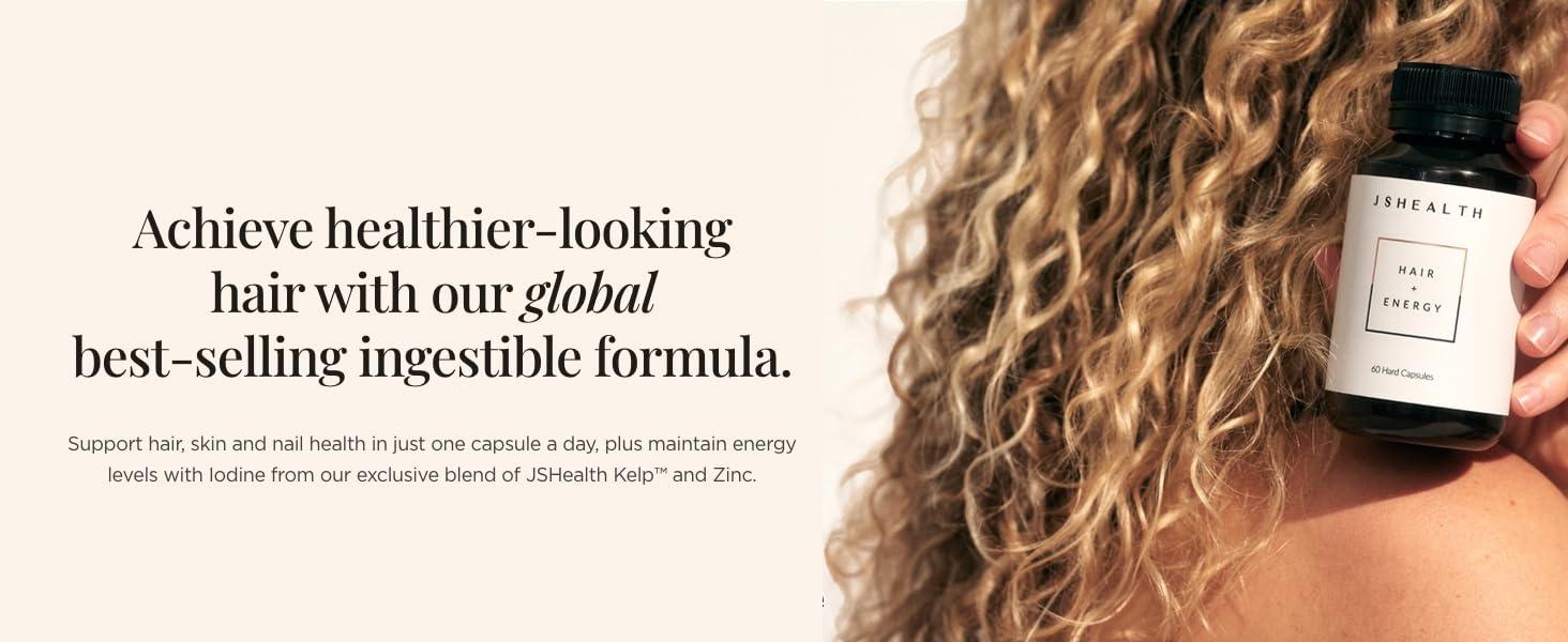 JSHealth JSHealth Vitamins Hair and Energy Formula Hair Growth Vitamins | Hair Vitamins for Women and Men | Zinc and Iodine Hair Supplements for Hair Growth | Hair Loss Supplements | (30 Capsules)