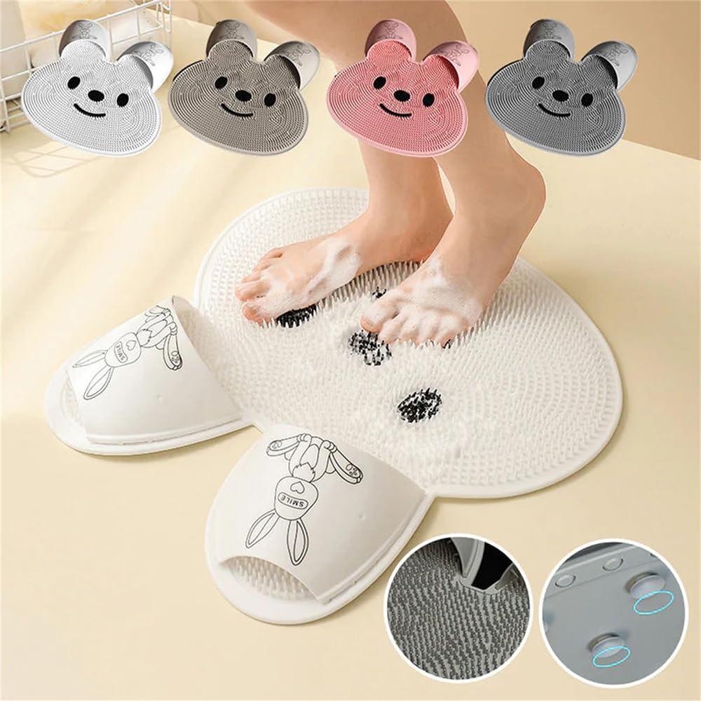 NaHibu Rabbit Foot Rubbing Artifact,Rabbit Silicone Foot Massage Mats,Silicone Rabbit Foot Rubbing Artifact, Bathroom Massage Non-Slip Carpet, Bathroom Foot Shower Mat