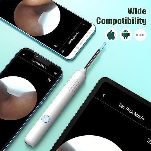 LMECHN LMECHN Ear Wax Removal Kit, Earwax Remover Tool with Camera, Ear Wax Removal with 1080P, Otoscope with LED Light, Ear Camera Otoscope for iPhone, iPad, Android Phones-White