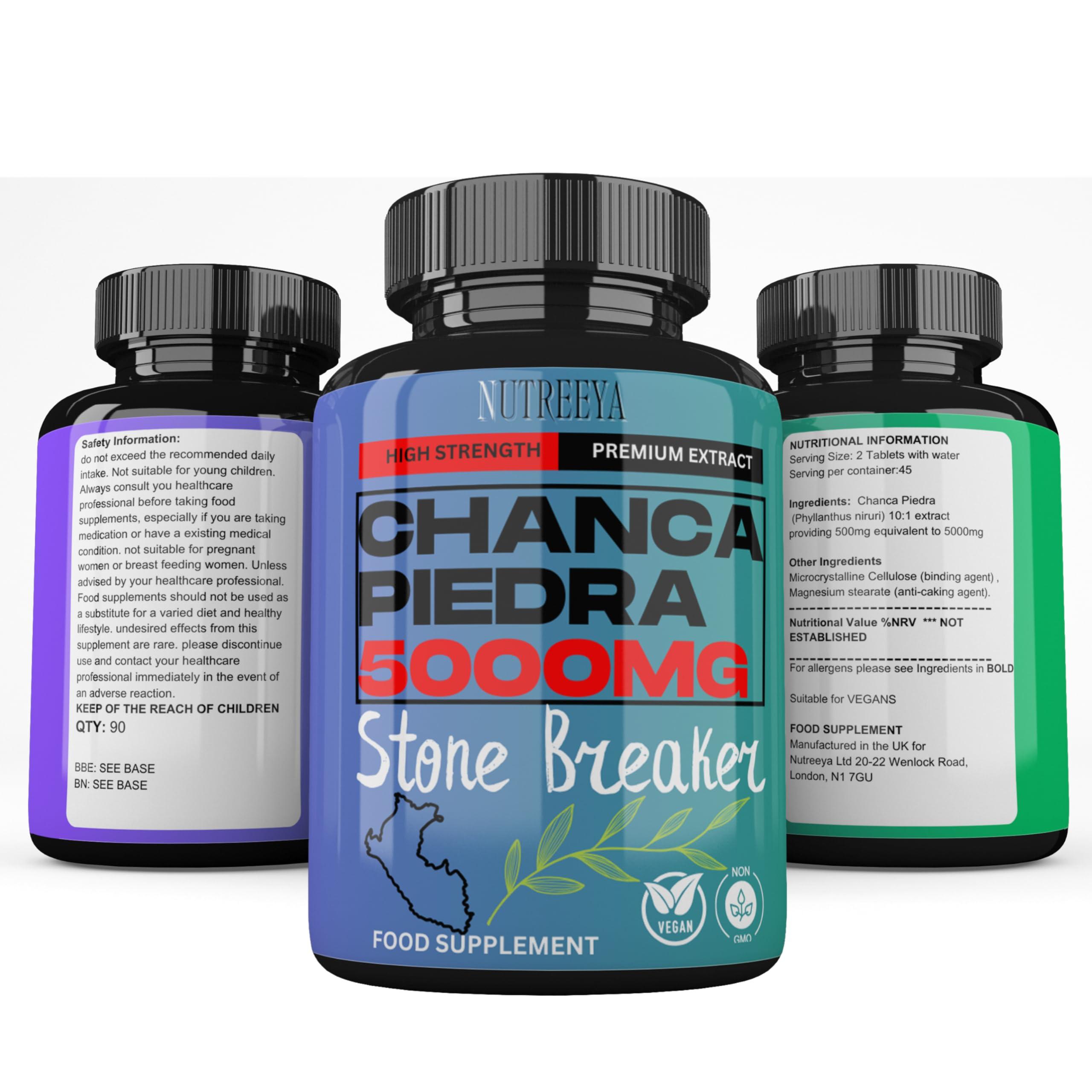 Nutreeya Chanca Piedra 5000mg Stone Breaker 90 Vegan Tablets High Strength Chanca Piedra Supplement UK Made