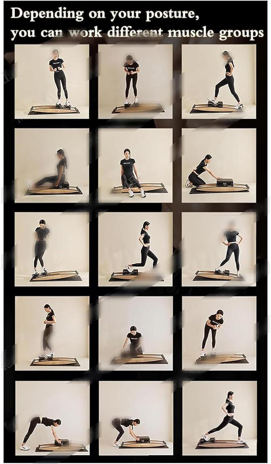 HDCCDM HDCCDM Ski Fitness Machine, Home Fitness Balance Board with Cane, Freely Adjustable Resistance 0-100KG, Strength and Balance Training Tool Set, Suitable for Waist, Abdomen and Legs