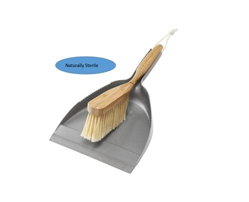 Addis Addis Dustpan & Bamboo Hand Brush Set, Grey & Natural, Bamboo, Grey/Wood, 35 x 22 x 6 cm 517677