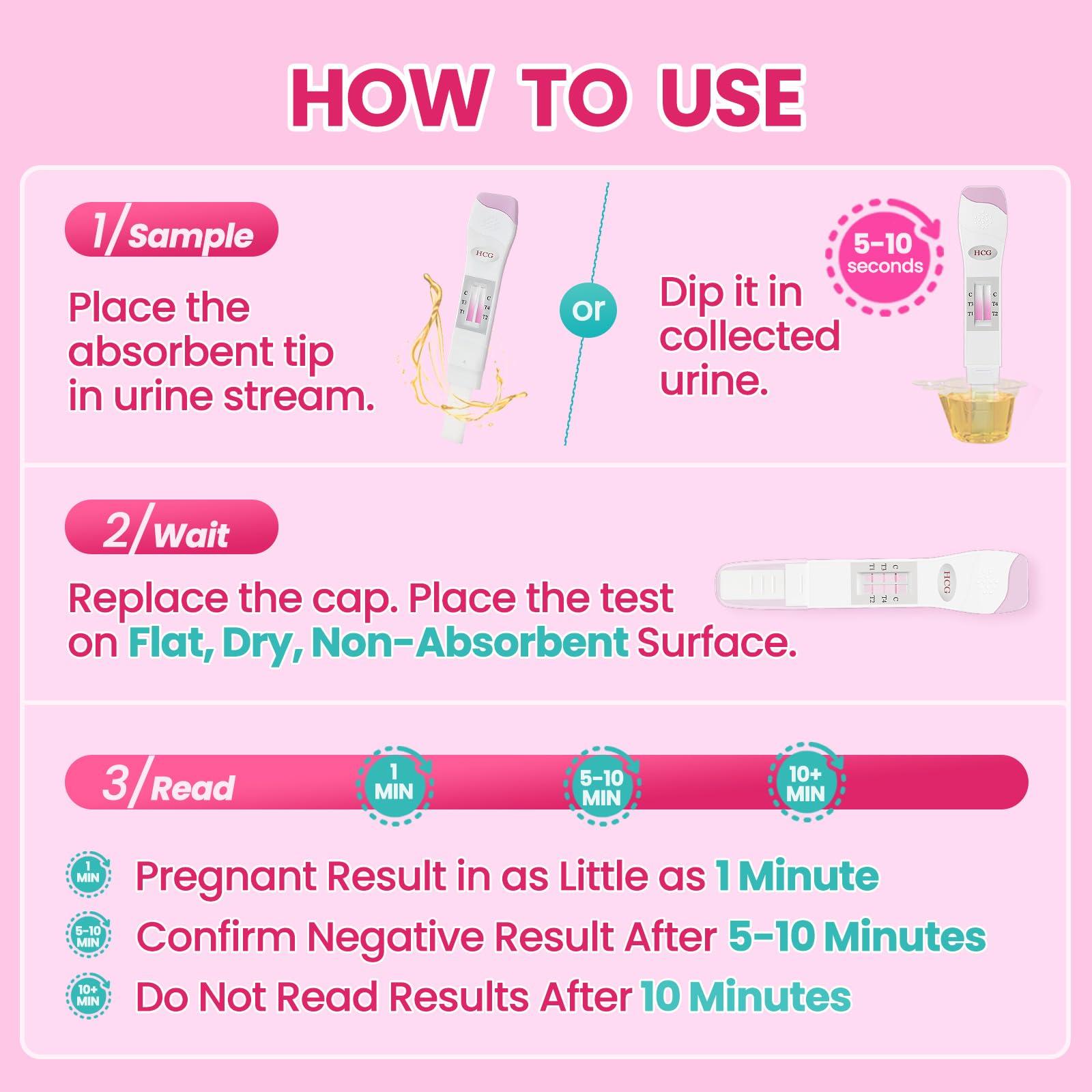 Accufast Accufast Pregnancy Test for Early Detection with Week Indicator to Tell You How Many Weeks Pregnant, hCG Urine Test with 99.99% Accurate & Quick Result (2 Tests)