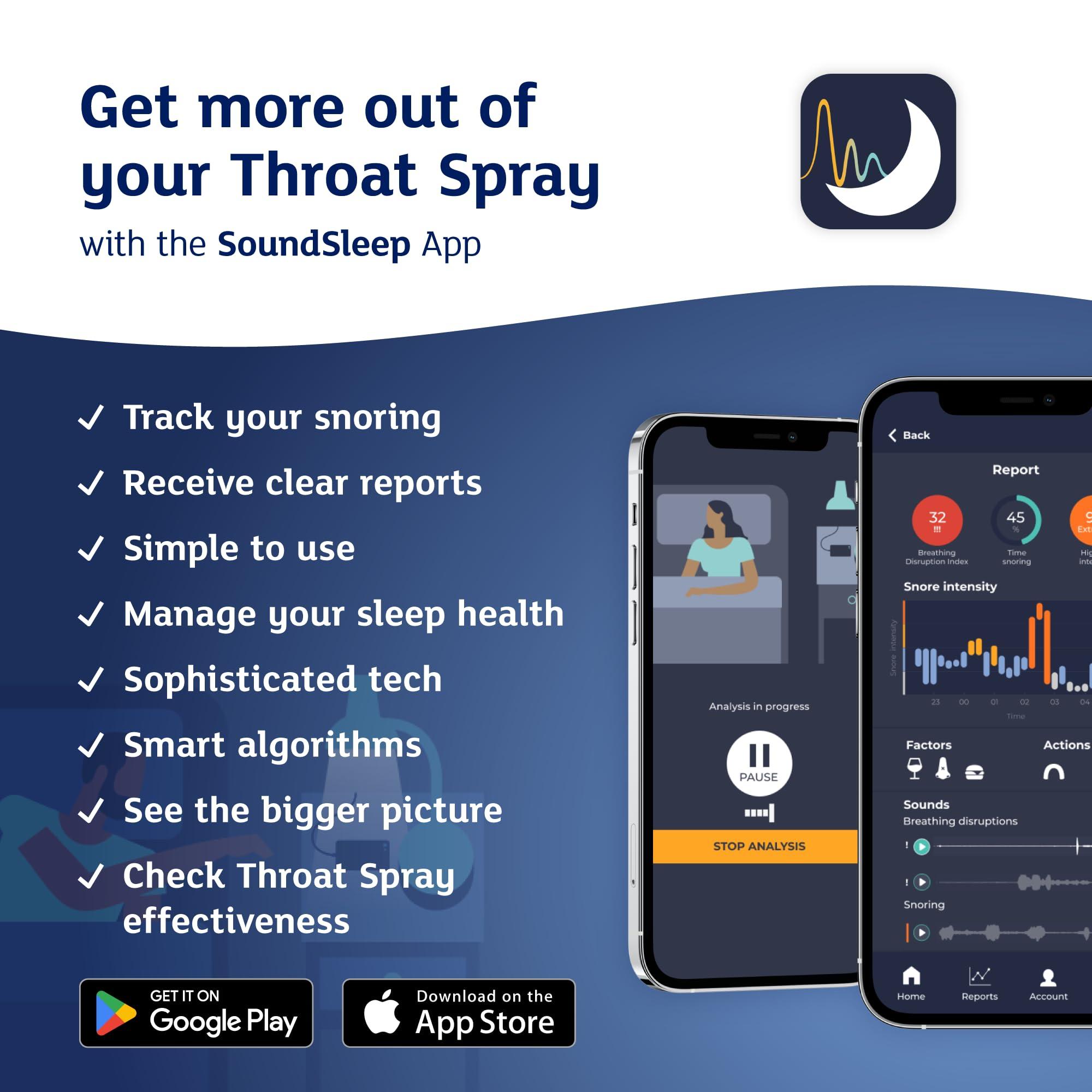 Snoreeze Snoreeze Anti-Snoring Throat Spray - Effective Snoring Aids for Men & Women - Fast Acting Lubricating Thermo Gel - Snore Stopper to Use with Mobile App - 23,5ml, 50 Nights Use