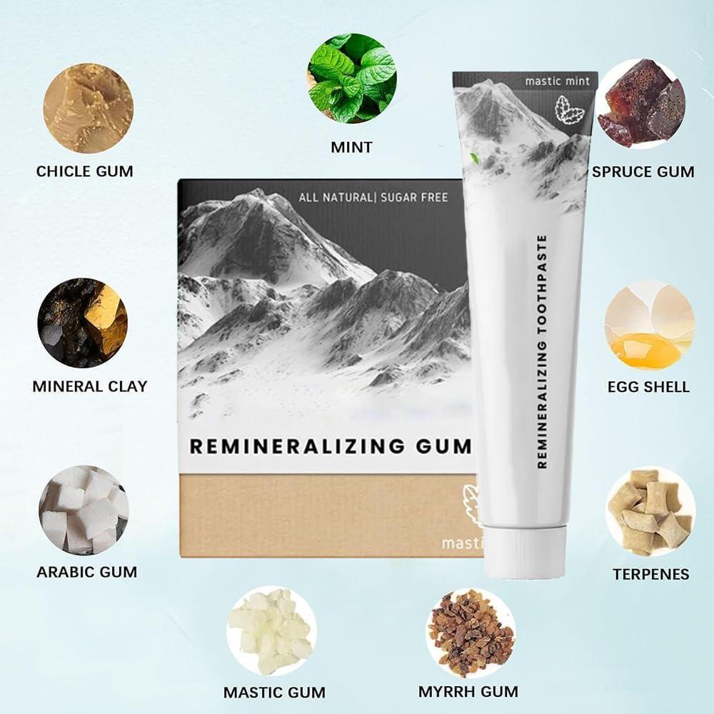 Giurui Larineco Toothpaste, Nano Hydroxyapatite Natural Remineralizing Toothpaste, Remineralizing Gum Chewing Gum Toothpaste, Organic Mastic Mint Toothpaste Gum, Tooth Care and Fresh Breath (2 Pcs)