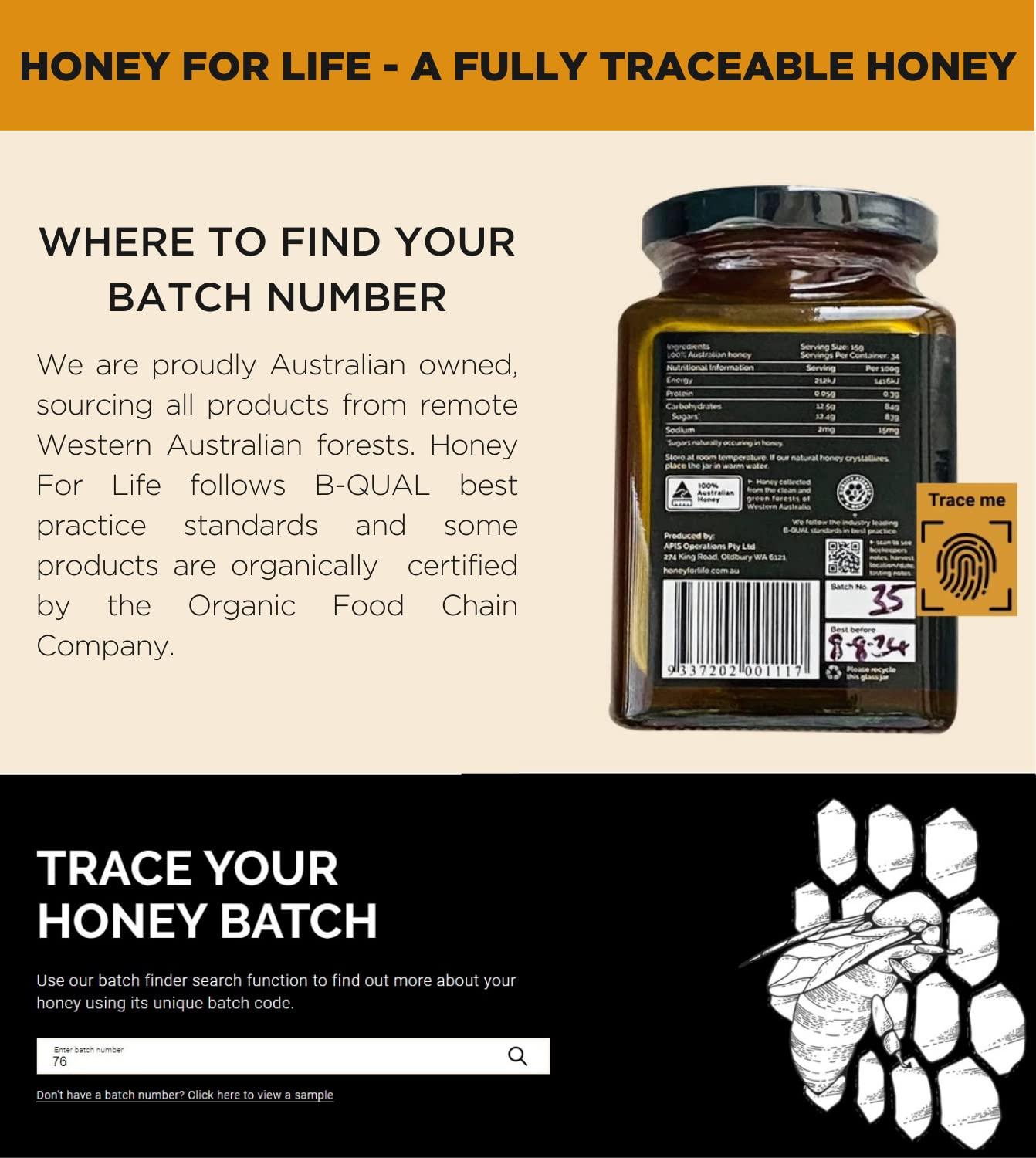 HONEY FOR LIFE Strong Active Honey | Desert Mallee TA20+ / MGO 800+ | Stronger than Manuka Honey Medical Grade | Raw Honey - Cold Pressed & Unpasteurised | Honey for Life (500 g)
