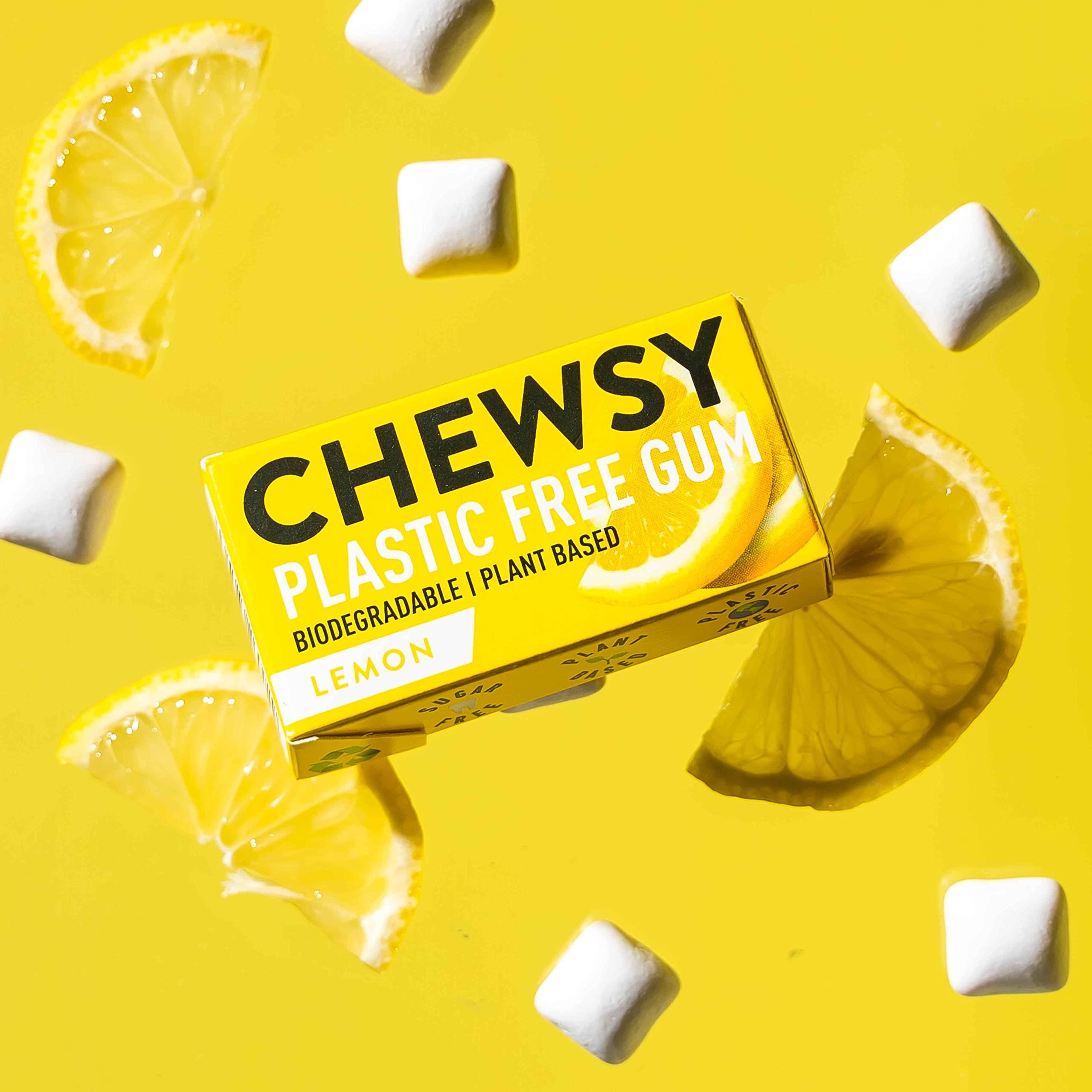 CHEWSY Chewsy Mixed Flavours Plastic Free Gum | Plant Based | Sugar Free | Aspartame-Free | Xylitol | Tooth Friendly | Vegan | Biodegradable | Natural Chewing Gum 12 Packs