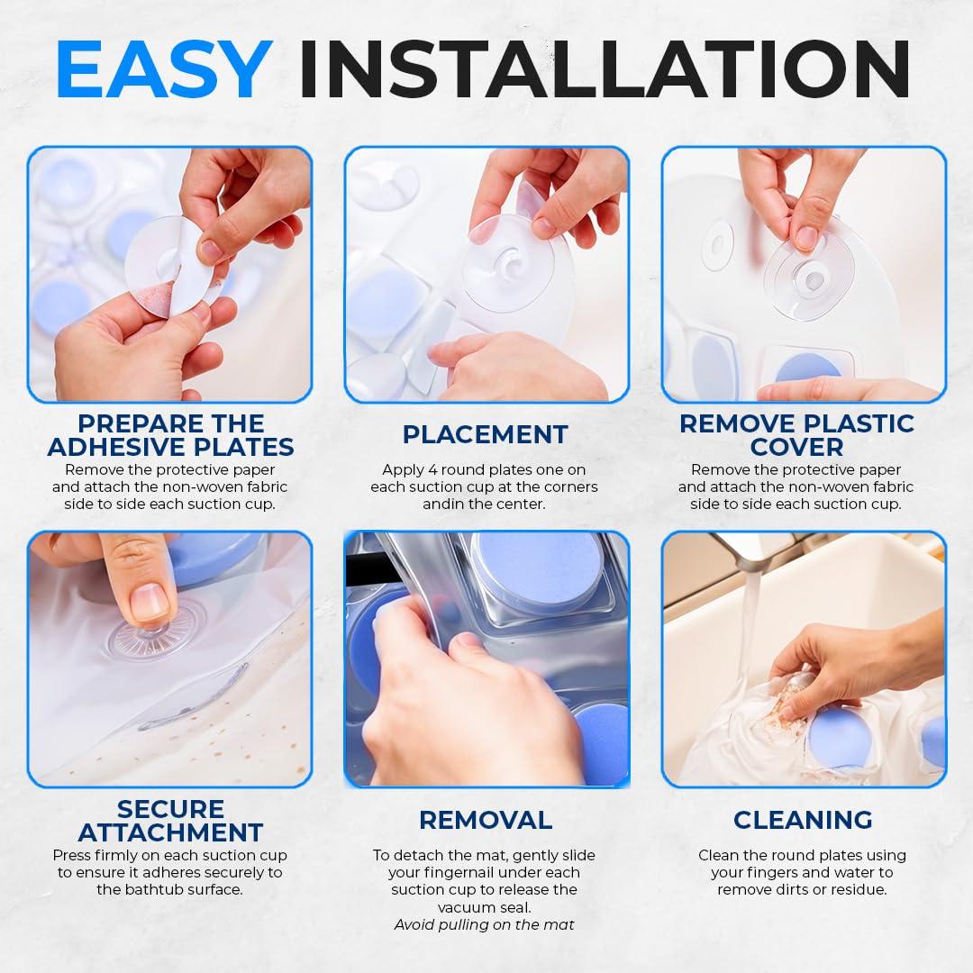 SereneLife Portable Spa Bubble Bath Massager - Thermal Spa Waterproof Non-Slip Mat with Suction Cup Bottom, Motorized Air Pump & Adjustable Bubble Settings - Remote Control Included - Serenelife AZPHSPAMT22