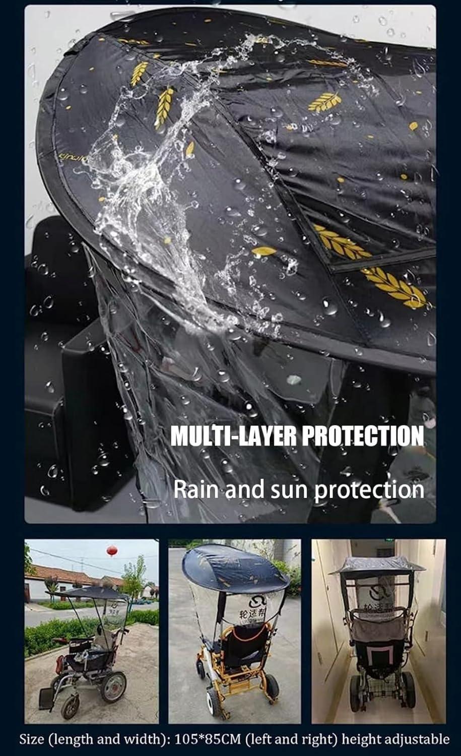 DaoGeSir Wheelchair Parasol Universal Sun Shade Rain Cover Electric Wheelchair Umbrella Canopy Wheelchair Folding Cape Canopy Wheelchairs Accessories Umbrella Chair Clamp