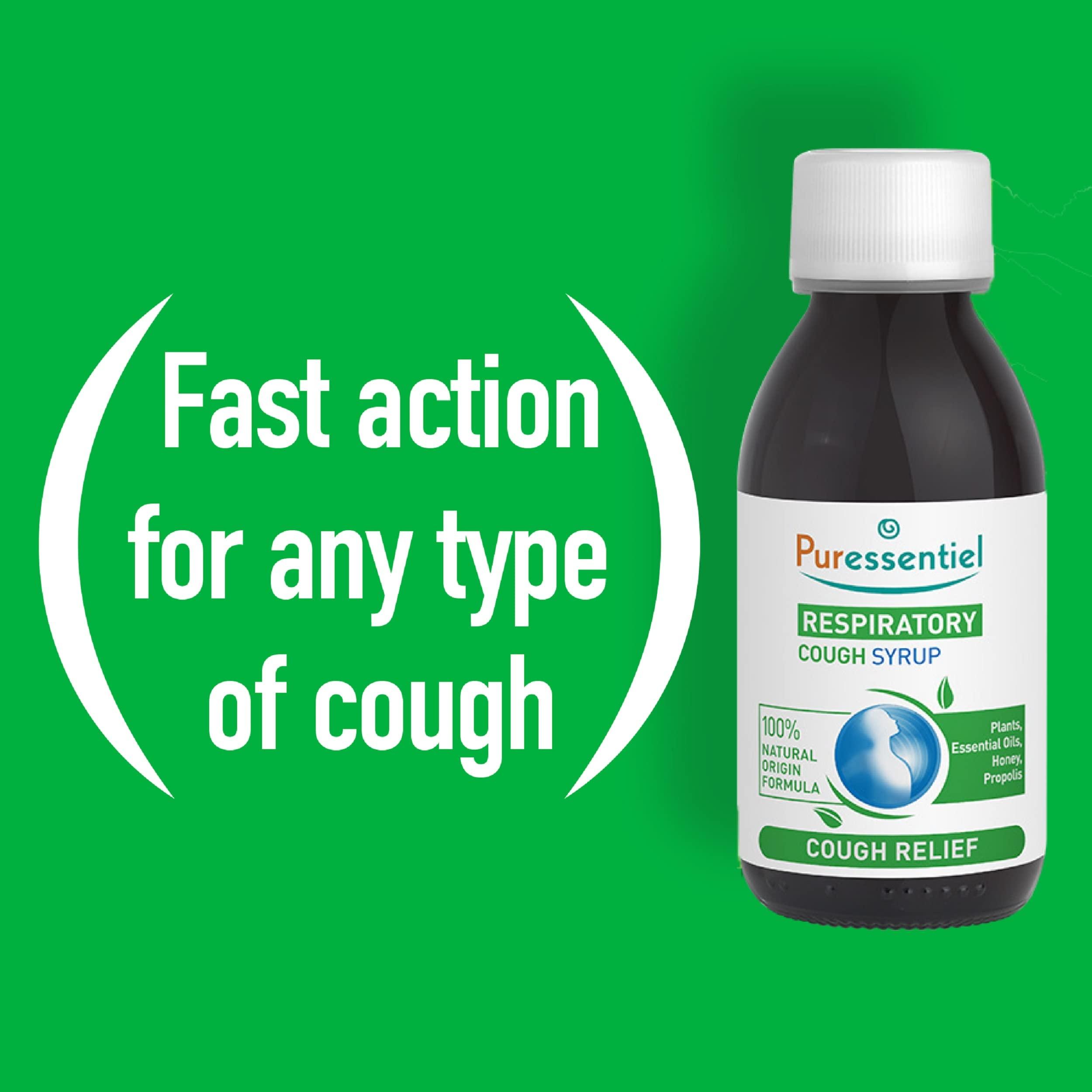 Puressentiel Puressentiel Respiratory Cough Syrup 125ml - Cough Relief For All Coughs + Cold & Flu - Chesty Cough, Mucus Cough - 100% Natural Origin Medical Device - Essential Oils & Honey - For Children Aged 12+