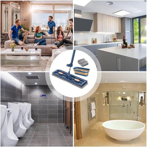 Generic Flat Head Mop - Wet And Dust Mopping - Dust Wet Dry Mop With 2 Reusable Microfiber Pads For Wet And Dry Use, Ceramic Tiles