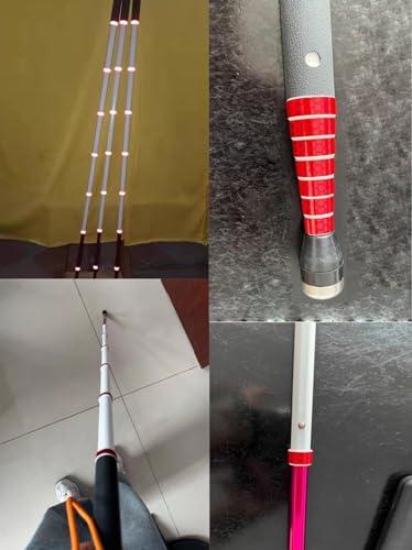 SEIBES Folding Blind Cane, 8 Sections Titanium Alloy Blind Cane Telescopic Outdoor Walking Stick with Reflective Walk Cane for the Blind and Vision Impaired(139.5cm/55in)