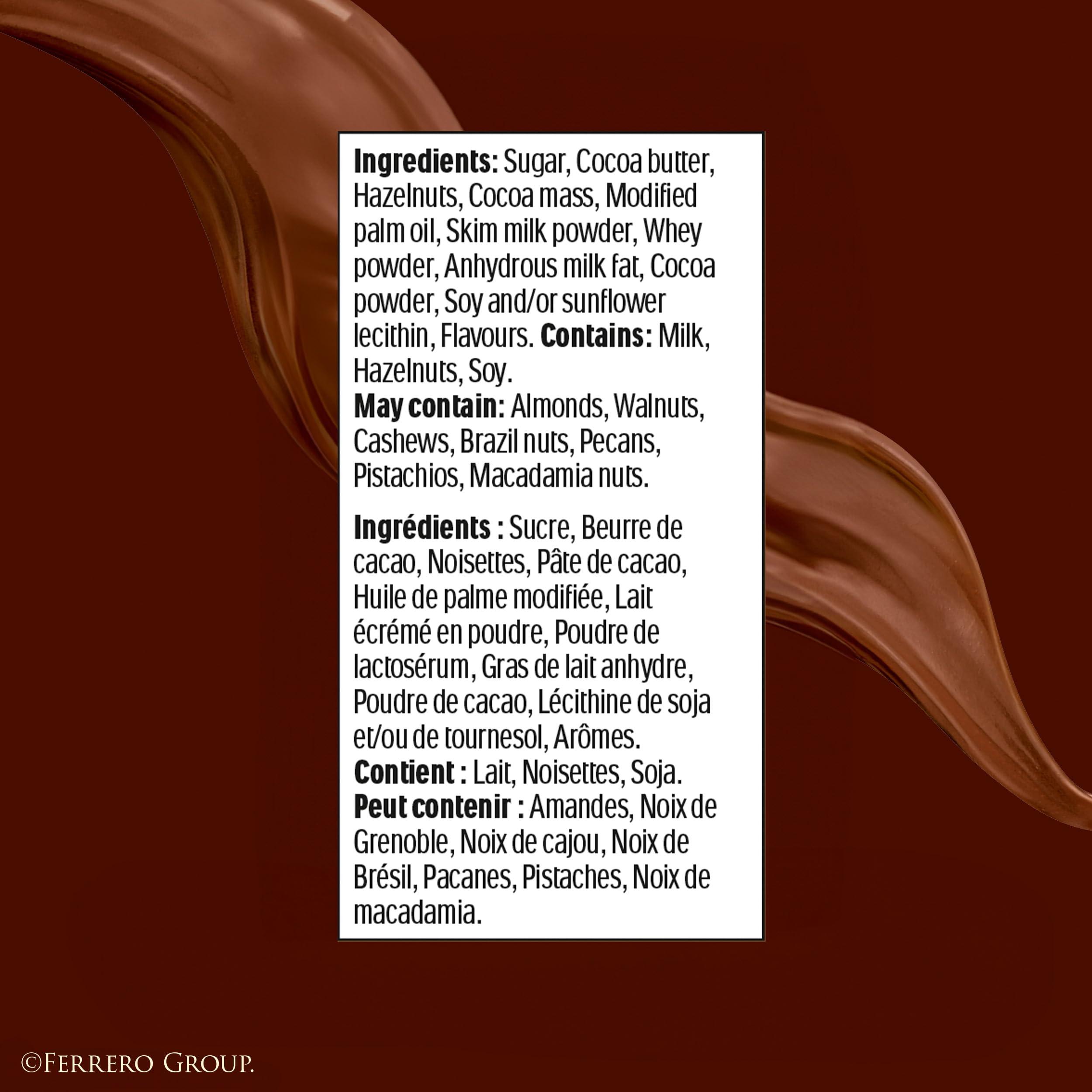 Ferrero Rocher FERRERO ROCHER Premium Chocolate Bar, Milk Chocolate and Hazelnut Bar, 8 bars, 720 g