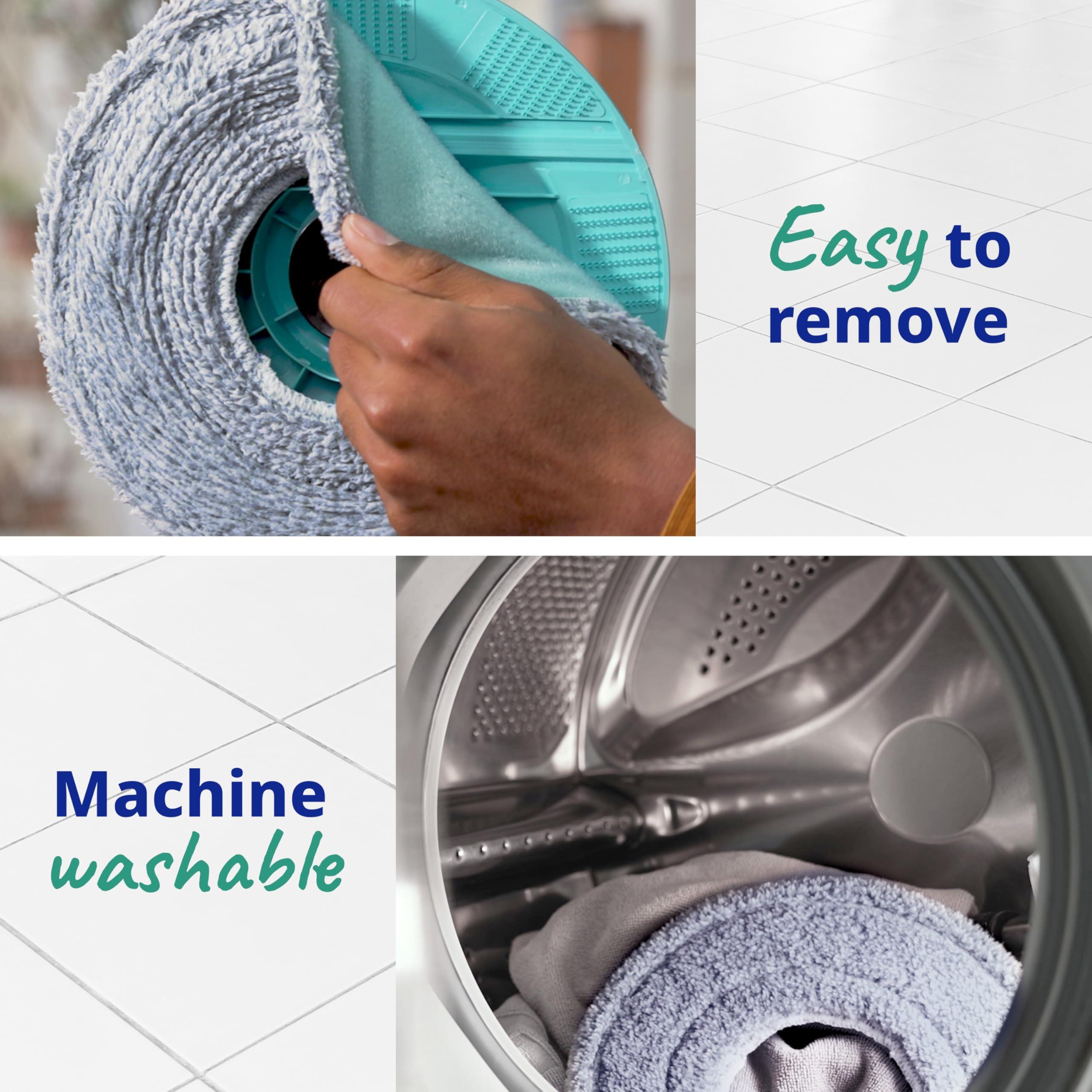 Spontex Spontex Aqua Revolution System X\'tra Floor Mop and Bucket Set with Free Refill | Cleans Laminate, Wood & Tile Flooring | Flat Spin Mop with Microfibre Mop Head Refills, packaging may vary