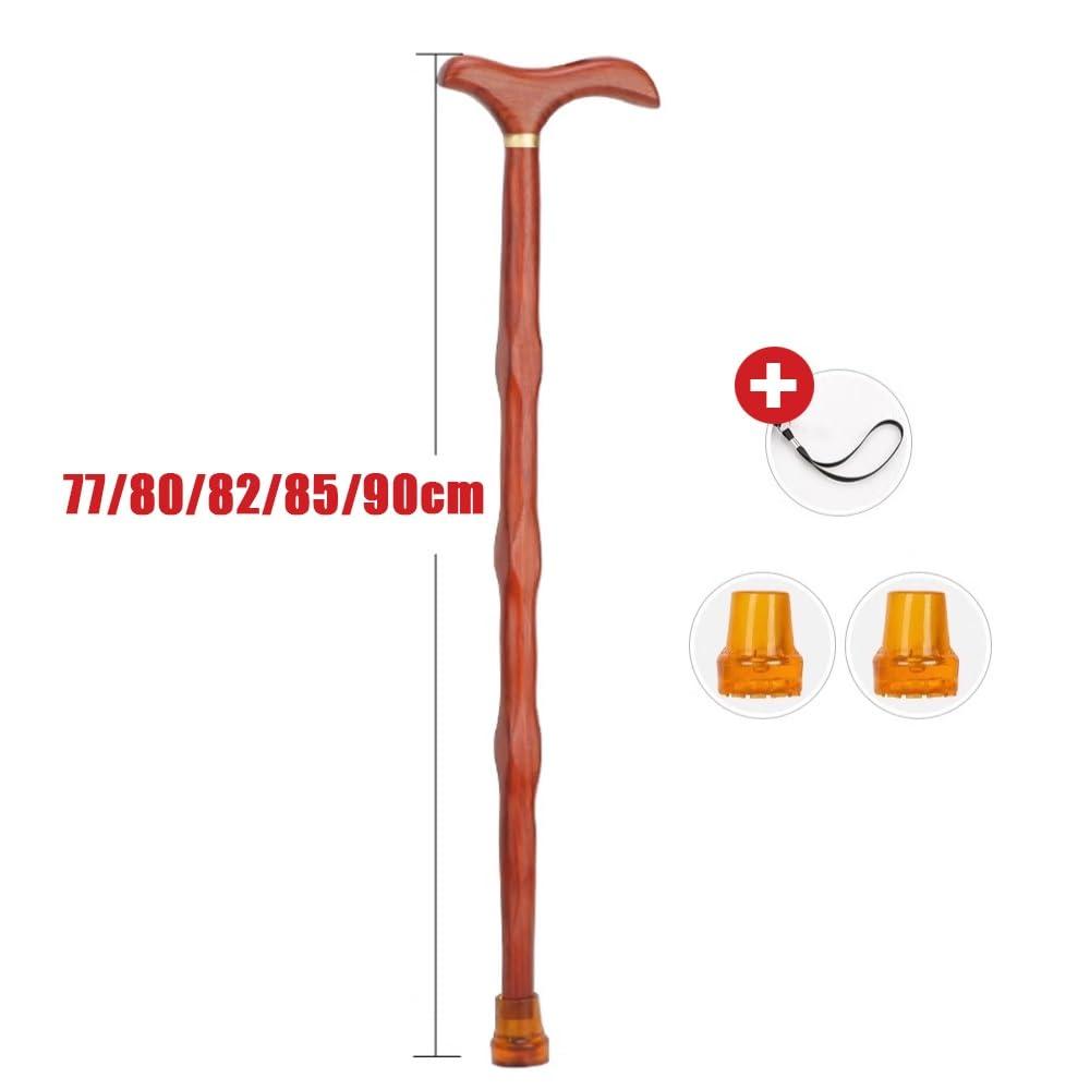 SKINCATE SKINCATE Solid Wood Walking Cane 31 Inch 33 Inch 35 Inch Single Crutch Handmade, Ergonomic Grip W/Wrist Strap Walking Sticks For Seniors, Men & Women(Color:A,Size:80cm)