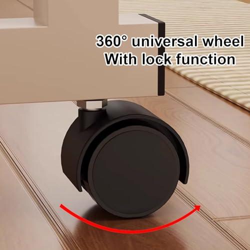 FreshCart Basics Rolling Bed Table, Adjustable Height Over Bed Table with Wheels for Queen Size Beds - Mobile Computer Desk, Laptop Cart, Standing Workstation