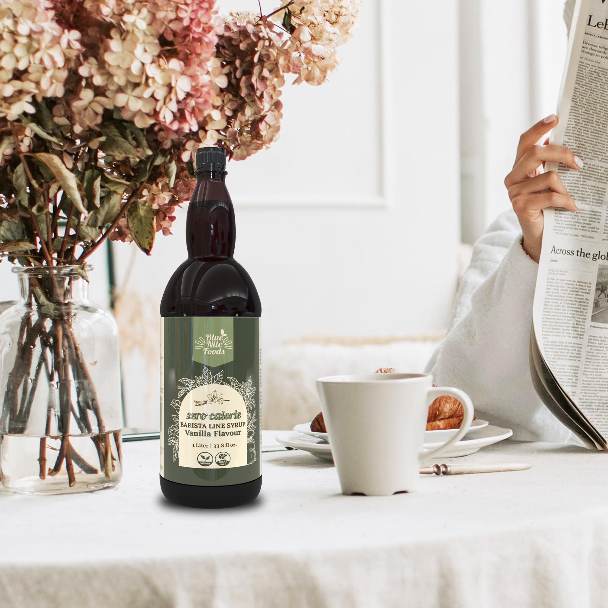 Blue Nile Foods Blue Nile Foods Barista Vanilla Coffee Syrup, Calorie/Sugar Free Syrup, Keto Friendly Vanilla Syrup, Sugar Free Coffee Syrups for Coffee Drinks - Hot/Iced, 1L