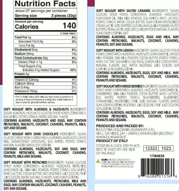 Quaranta Quaranta Assorted Italian Soft Nougat, 900g