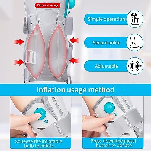 Tairibousy Offloading Walking Boot for Heel Pain or Ankle Sprained Medical Inflatable Walker Fracture Boot Short Air Cam Walker Brace for Fracture, Plantar Fasciitis, Achilles Tendon Injury, Ulcerations (L)