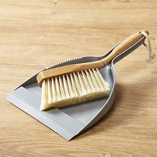 Addis Addis Dustpan & Bamboo Hand Brush Set, Grey & Natural, Bamboo, Grey/Wood, 35 x 22 x 6 cm 517677