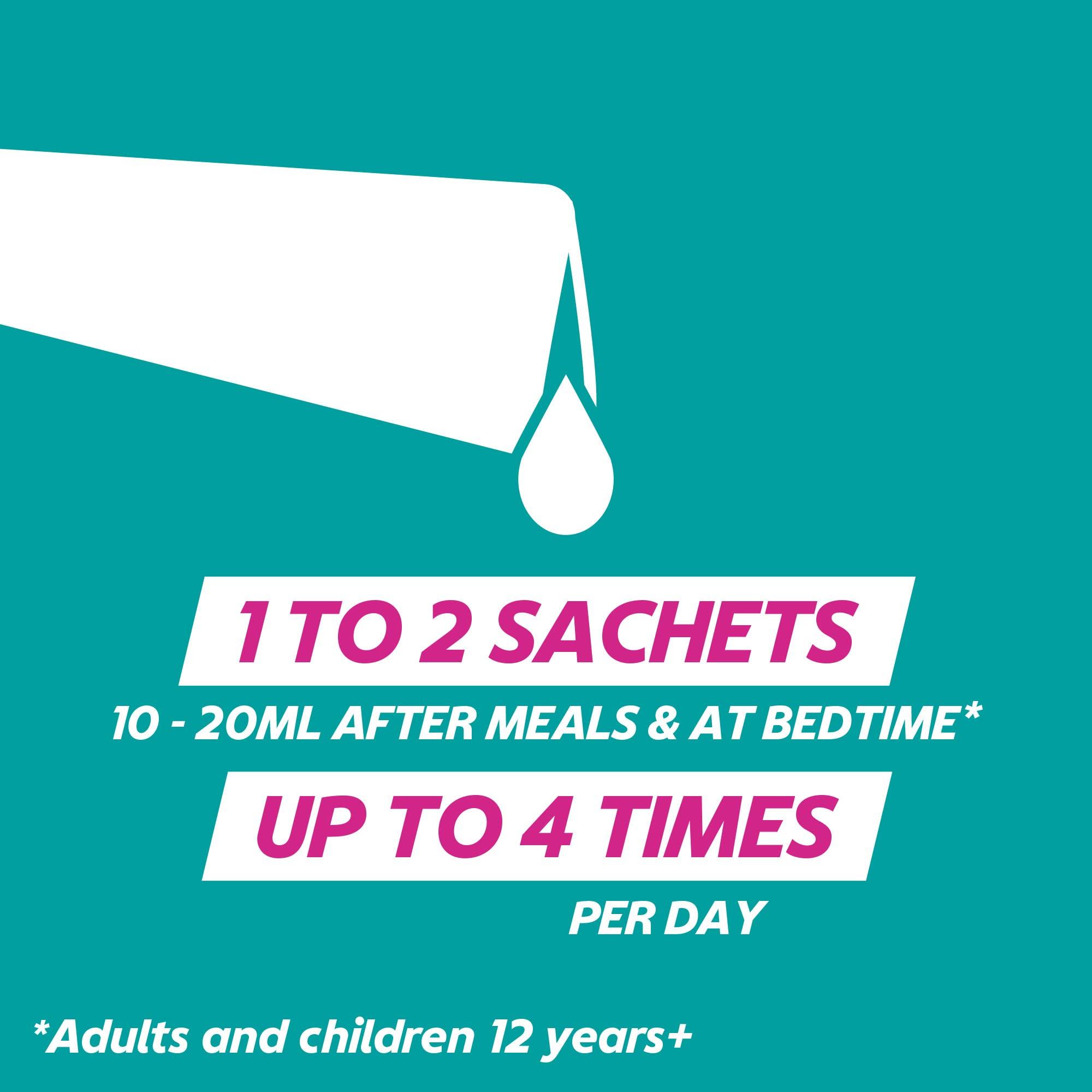 Gaviscon Gaviscon Double Action Sachets, Mint, 24 X 10ml, Heartburn Relief, Acid Reflux, Indigestion Liquid Gerd, Gastro Resistant, Gets To Work Instantly, Lasts 2X Longer, Antacids, Digestion and Nausea