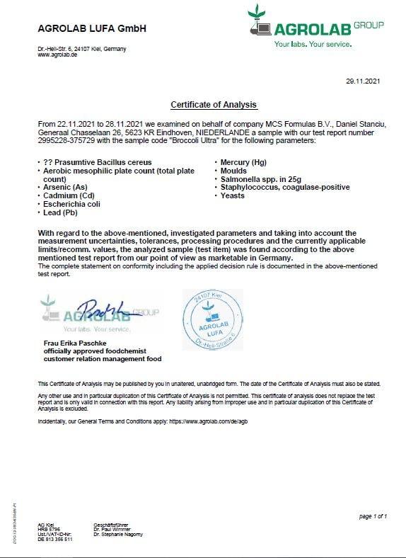 MCS Formulas Broccoli Ultra High Strength Sulforaphane, Vegan, from France, 60 Capsules