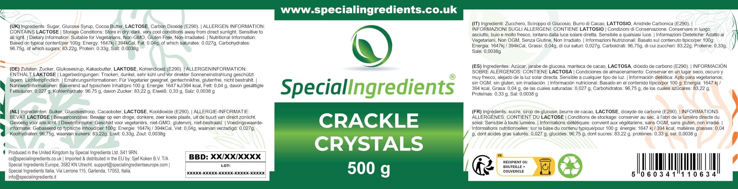 SPECIAL INGREDIENTS Special Ingredients Crackle Crystals Popping Candy 500g - Suitable for Vegetarians, Non-GMO, Gluten Free, Non-Irradiated