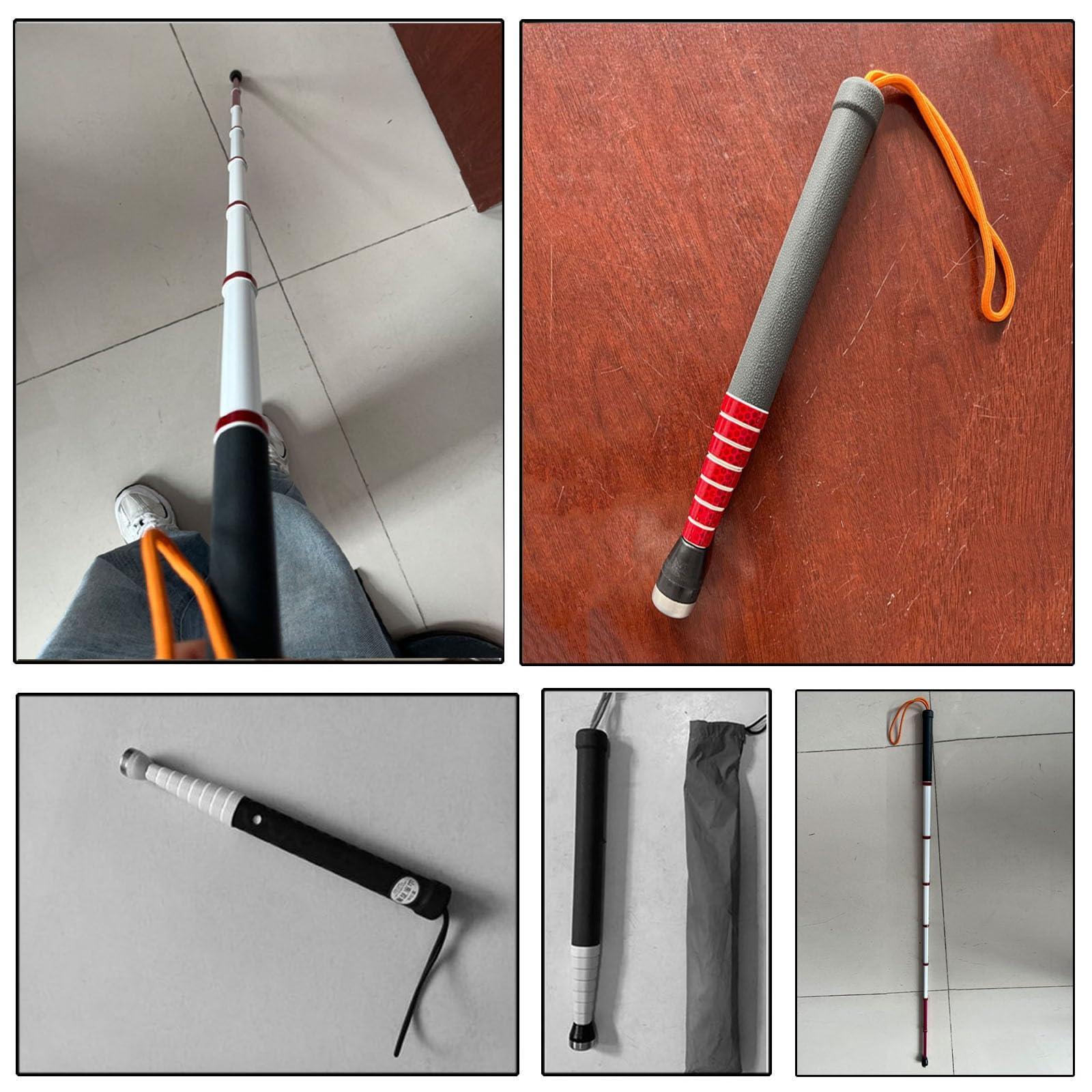 Fenghai Fenghai Reflective Folding Cane - Titanium Alloy Can Be Telescopically Folded with Blind Cane and Visually Impaired Products - with Roller head(A,118cm(46in))