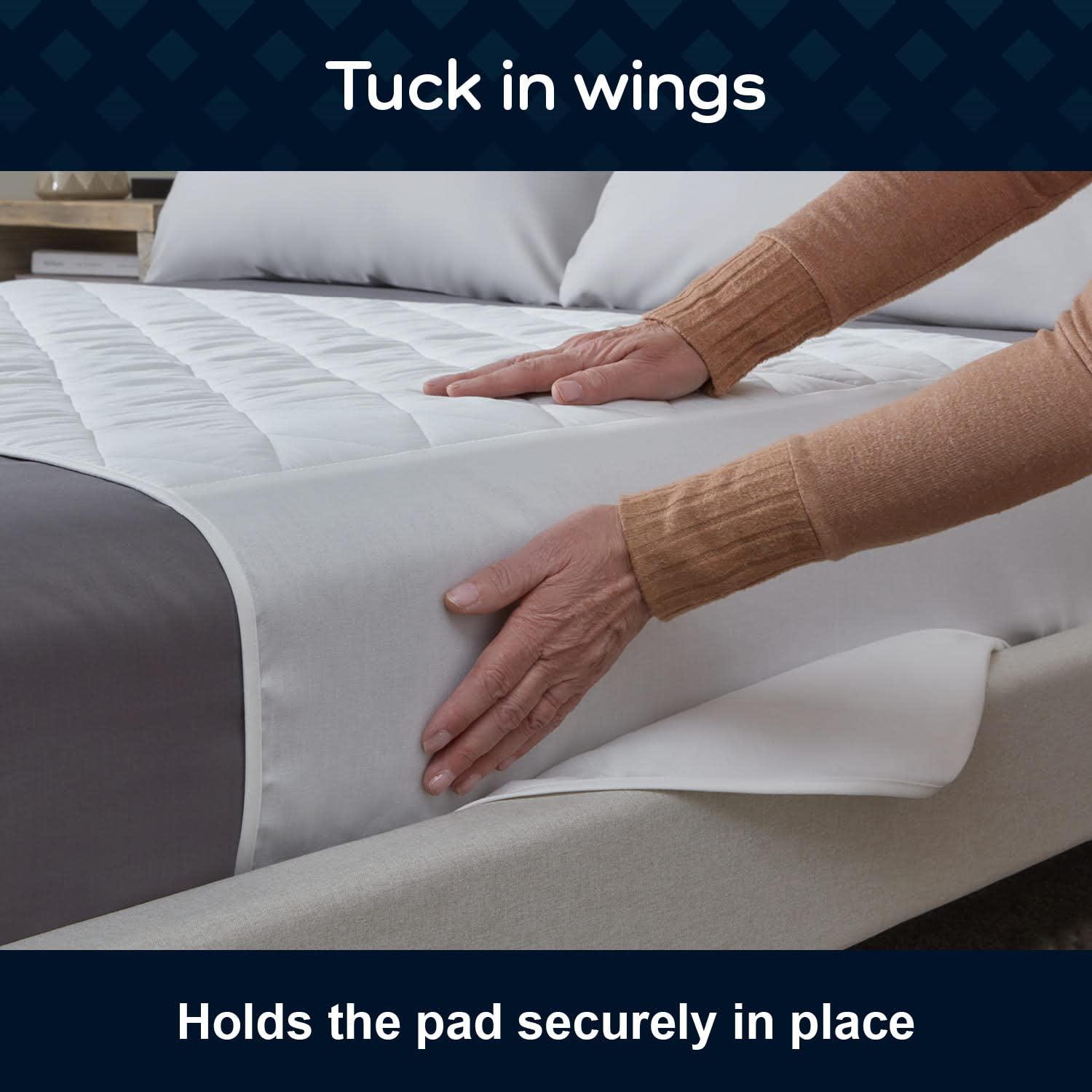 GuardedSleep Waterproof bed pad with wings by GuardedSleep | Premium quality washable bed wetting sheet for adults or children with incontinence | Suitable for double and king size beds | Discreet White (1, White)