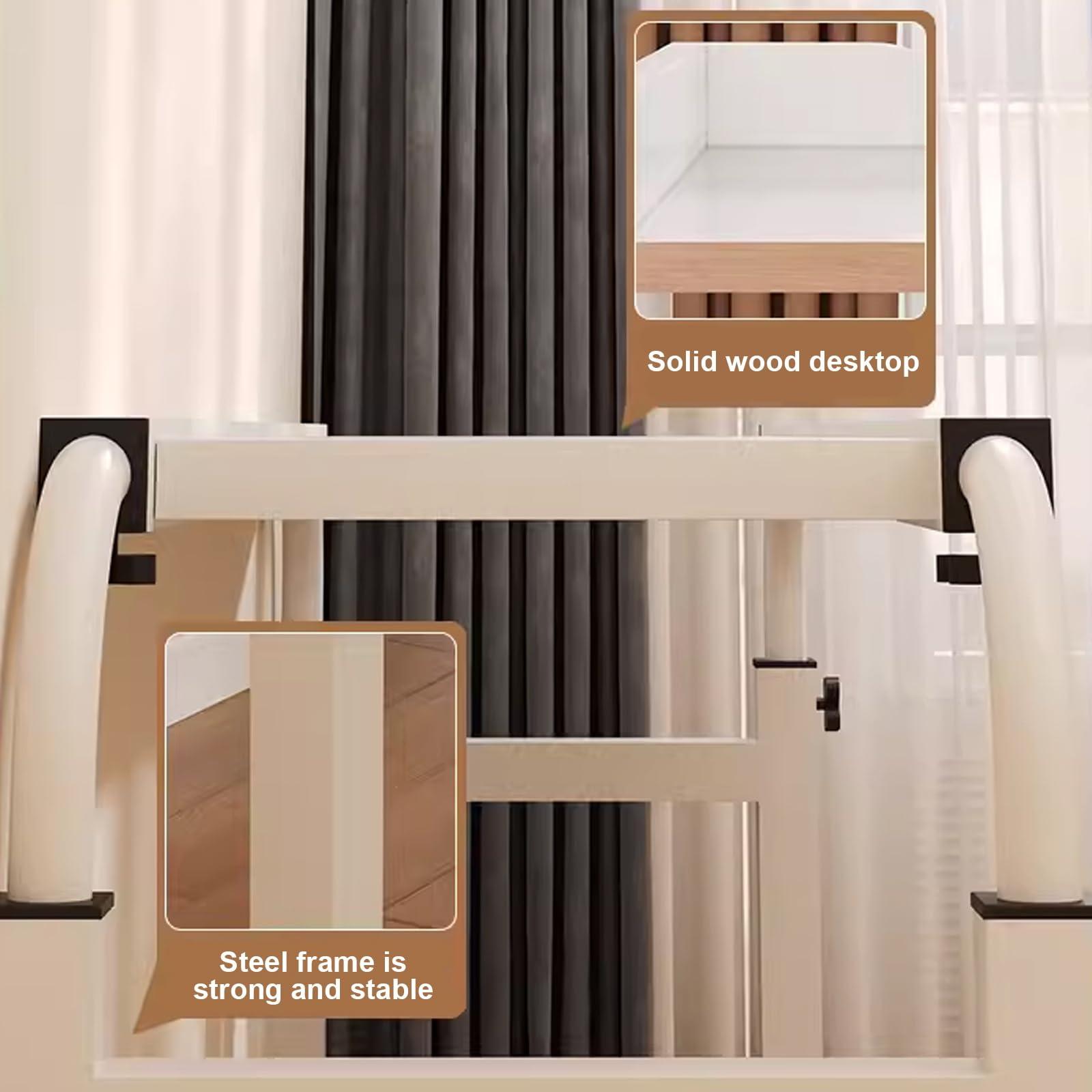 FreshCart Basics Rolling Bed Table, Adjustable Height Over Bed Table with Wheels for Queen Size Beds - Mobile Computer Desk, Laptop Cart, Standing Workstation