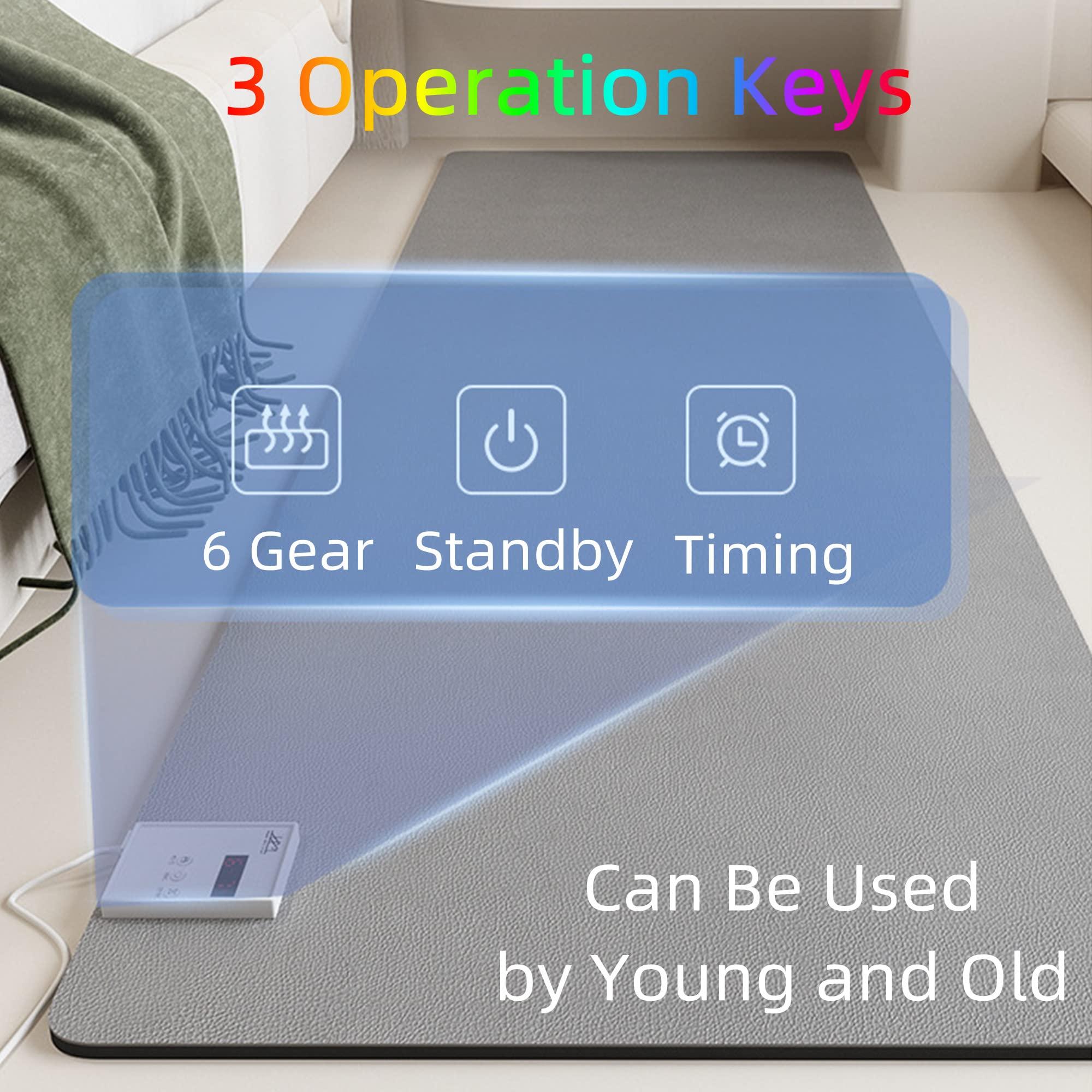 KWPHGLQA KWPHGLQA Electric Heated Floor Mats - Ultra Large Yoga Mat, Ideal Foot Warmer Mat For Office And Home, Extra Large Area Pad Warming Heater