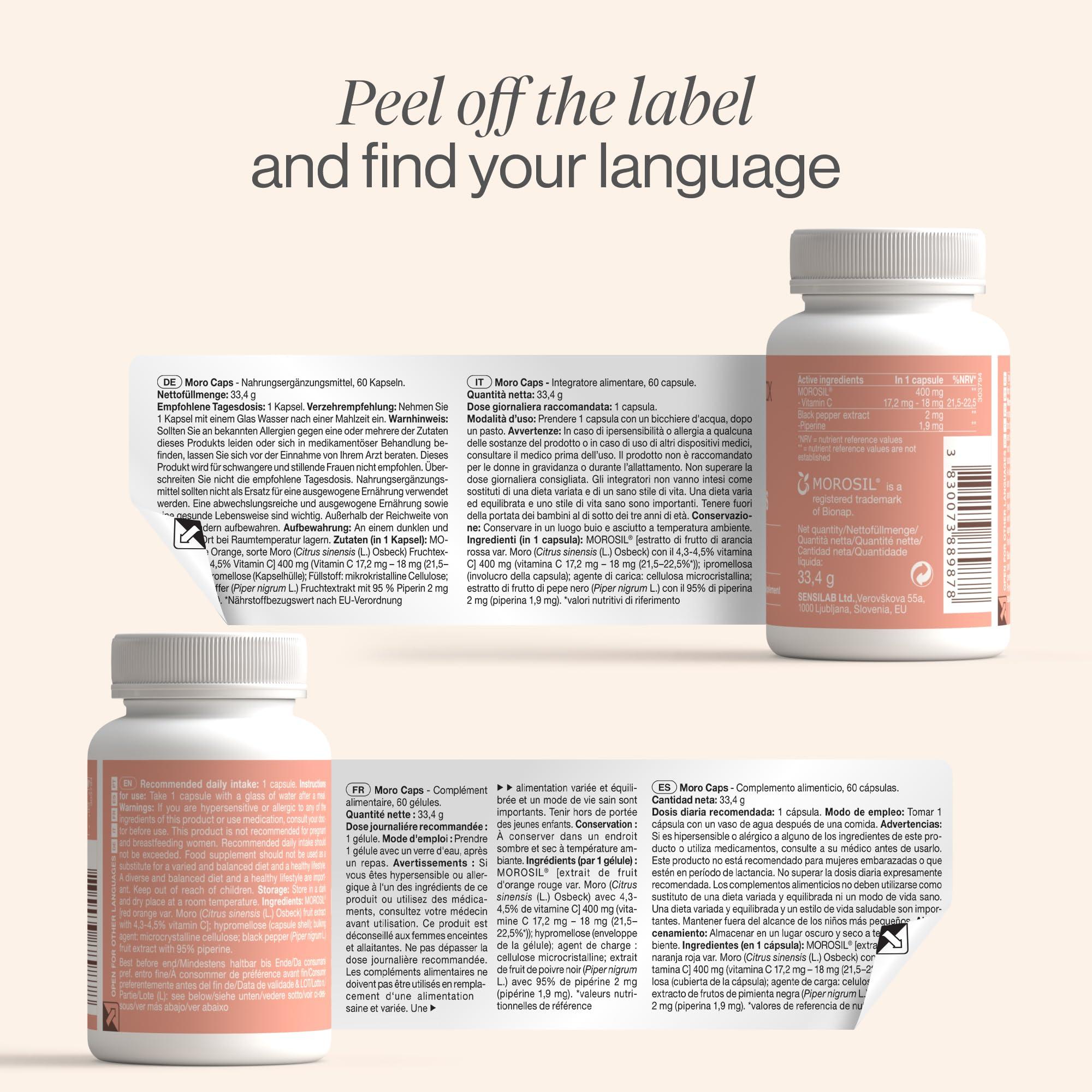 Tummy Tox Morosil Capsules 400 mg, with Vitamin C Antioxidant and Black Pepper for Better Absorption, 60 Capsules, 1 per Day, Moro Caps by Tummy Tox