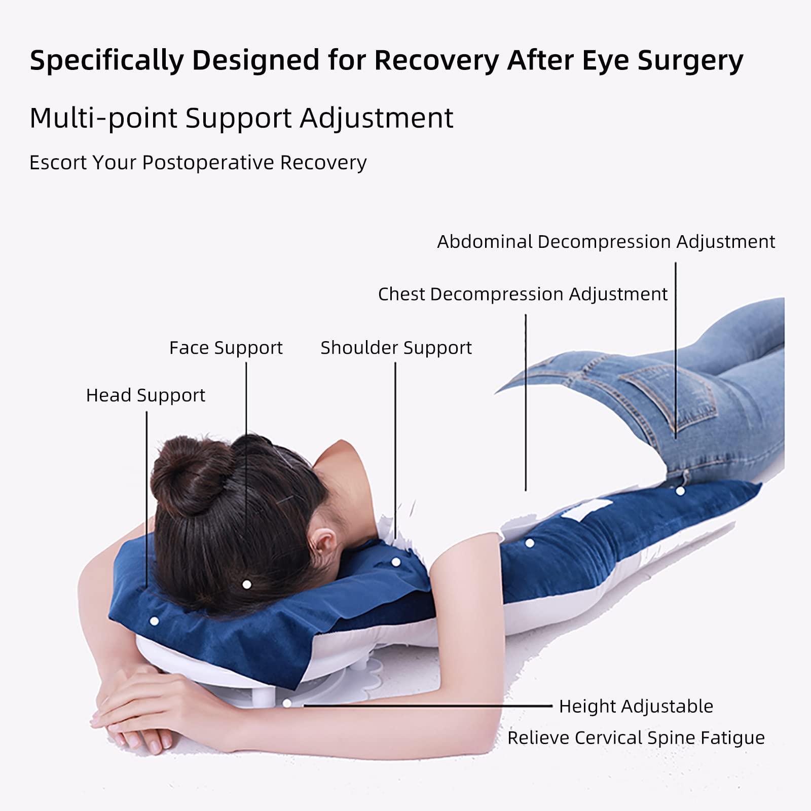 FreshCart Basics Vitrectomy Recovery Pillow - Reversible Face Down Pillow for Eye Surgery, Macular Hole and Retinal Detachment Patients - Height Adjustable Stand & Chest Pads Included