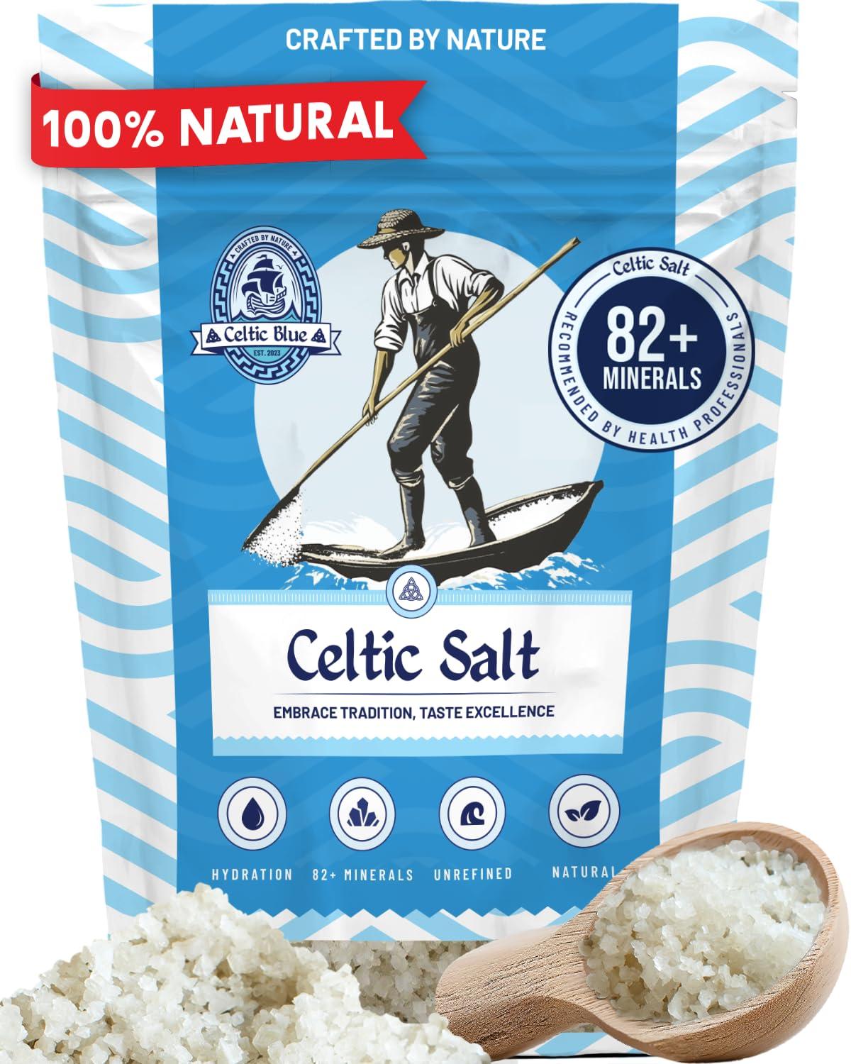Celtic Blue Celtic Blue Celtic Sea Salt 500g | 100% Unrefined Coarse Celtic Sea Salt | 82+ Essential Minerals & Nutrients | Light Grey Celtic Salt | Traditionally Hand Harvested from Gurande, France