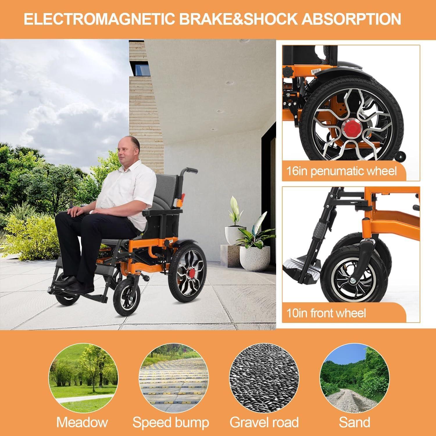 WETOBO Lightweight Foldable Electric Wheelchair for Seniors All Terrain Electric Wheelchairs for Adults Powerful Dual Motor Motorized Power Wheelchairs Up to 12 Mile Range 330 lbs Max Load