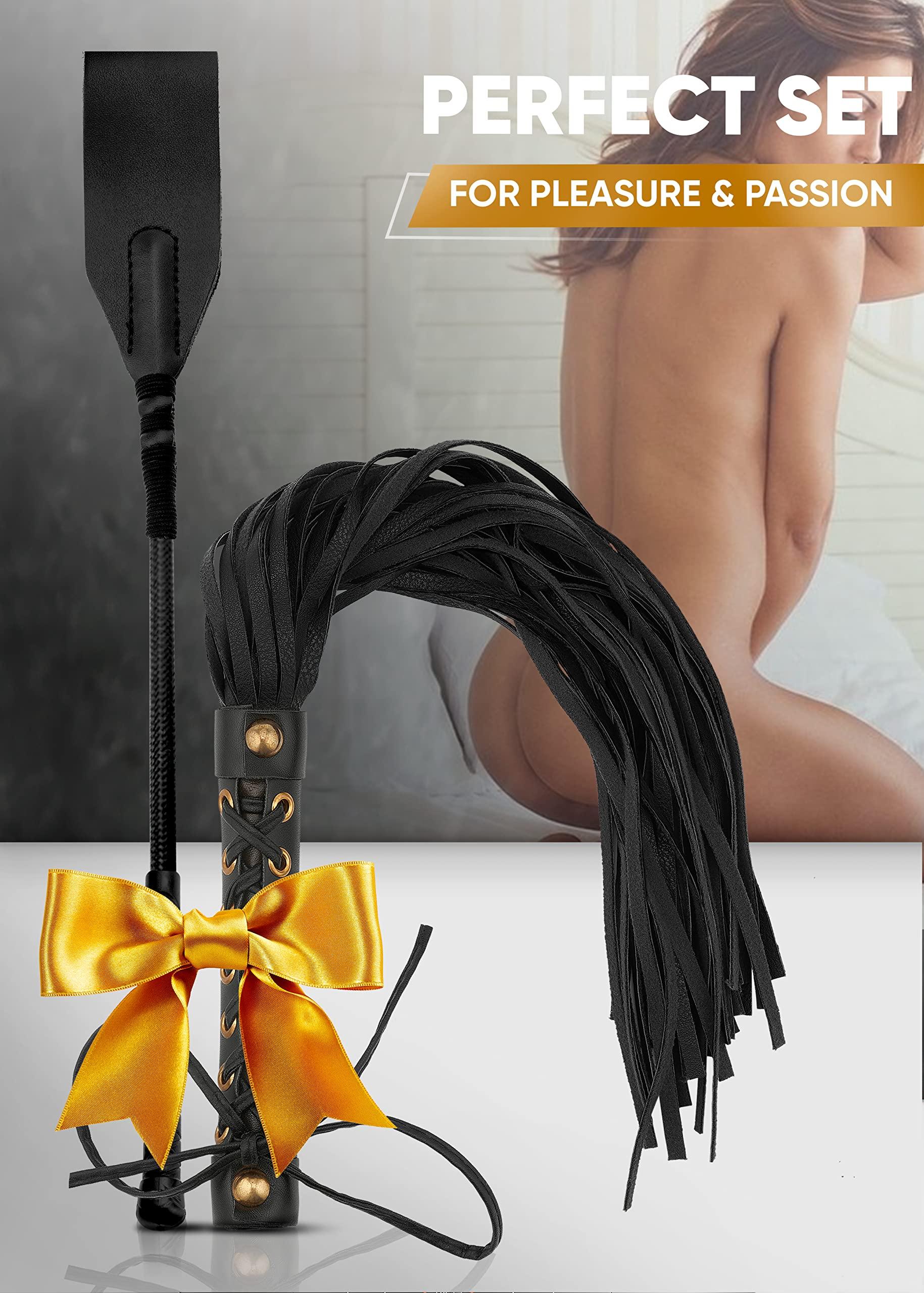 FreshCart Basics SM Whip Set Flogger Crop 18'' Adult Whip BSDM Paddles floggers and Paddles and Whips Sex BDSM Starter kit